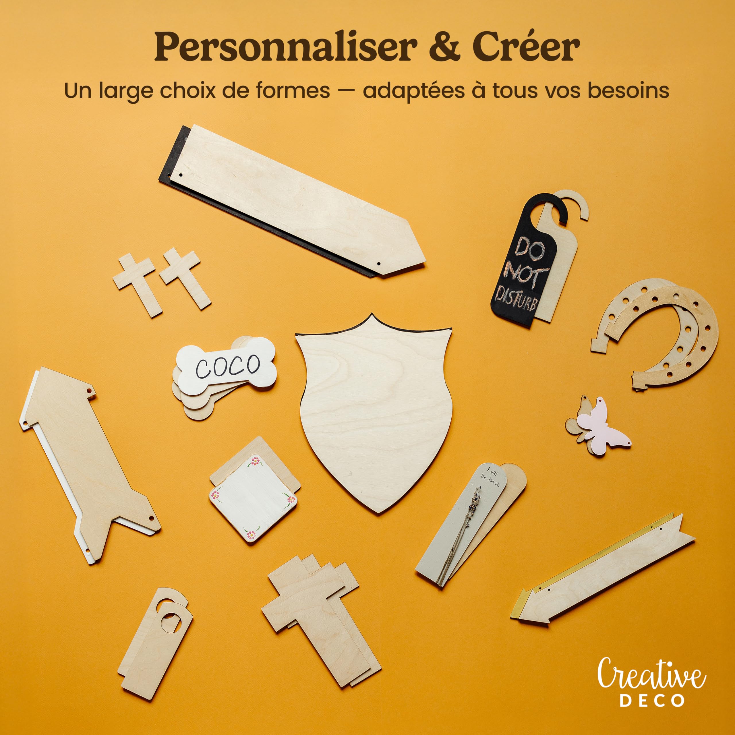 Creative Deco Croix épaisse 20x12,5 cm forme bois lot 10