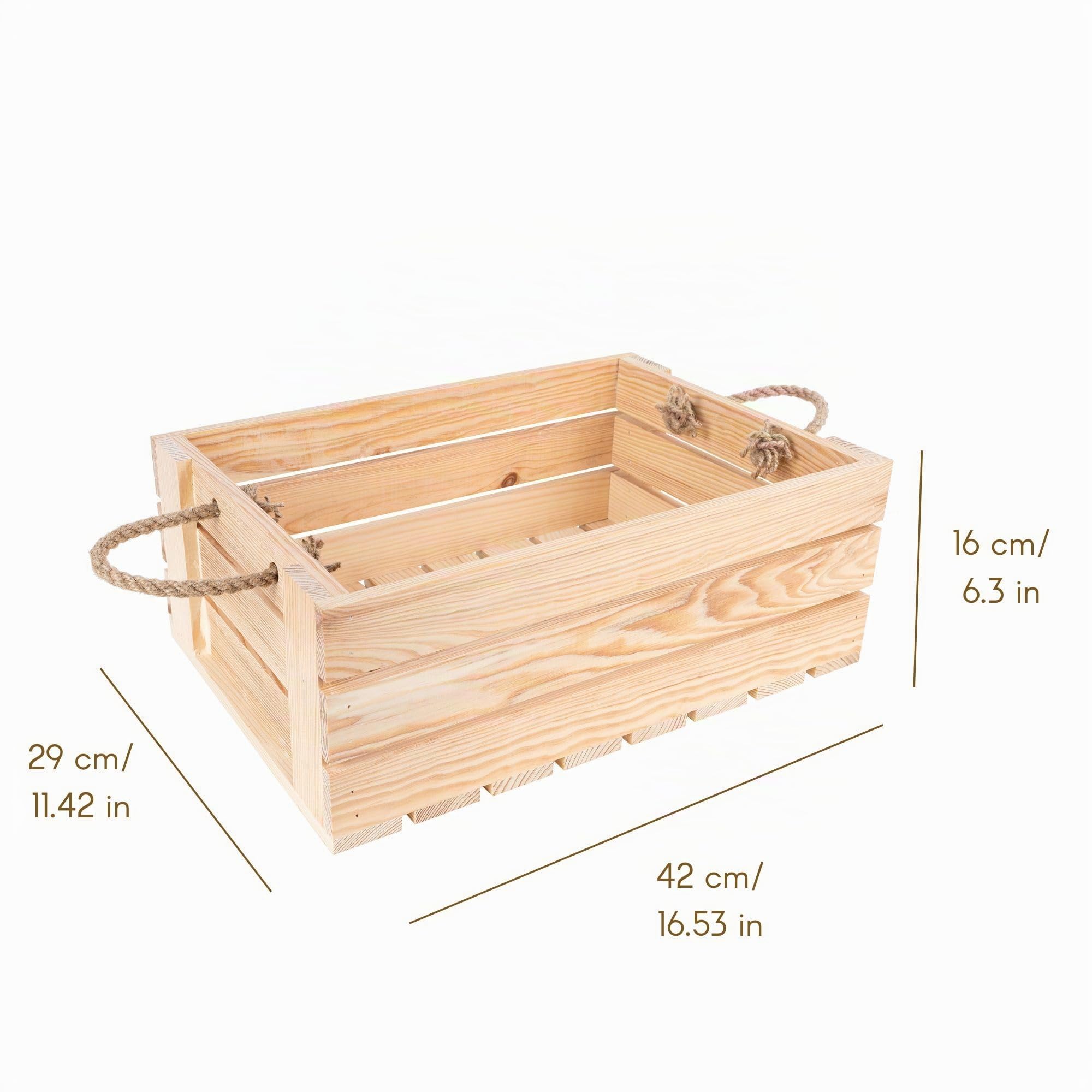 Creative Deco Wood caisse bois naturel 42x29x16 cm poignées jute