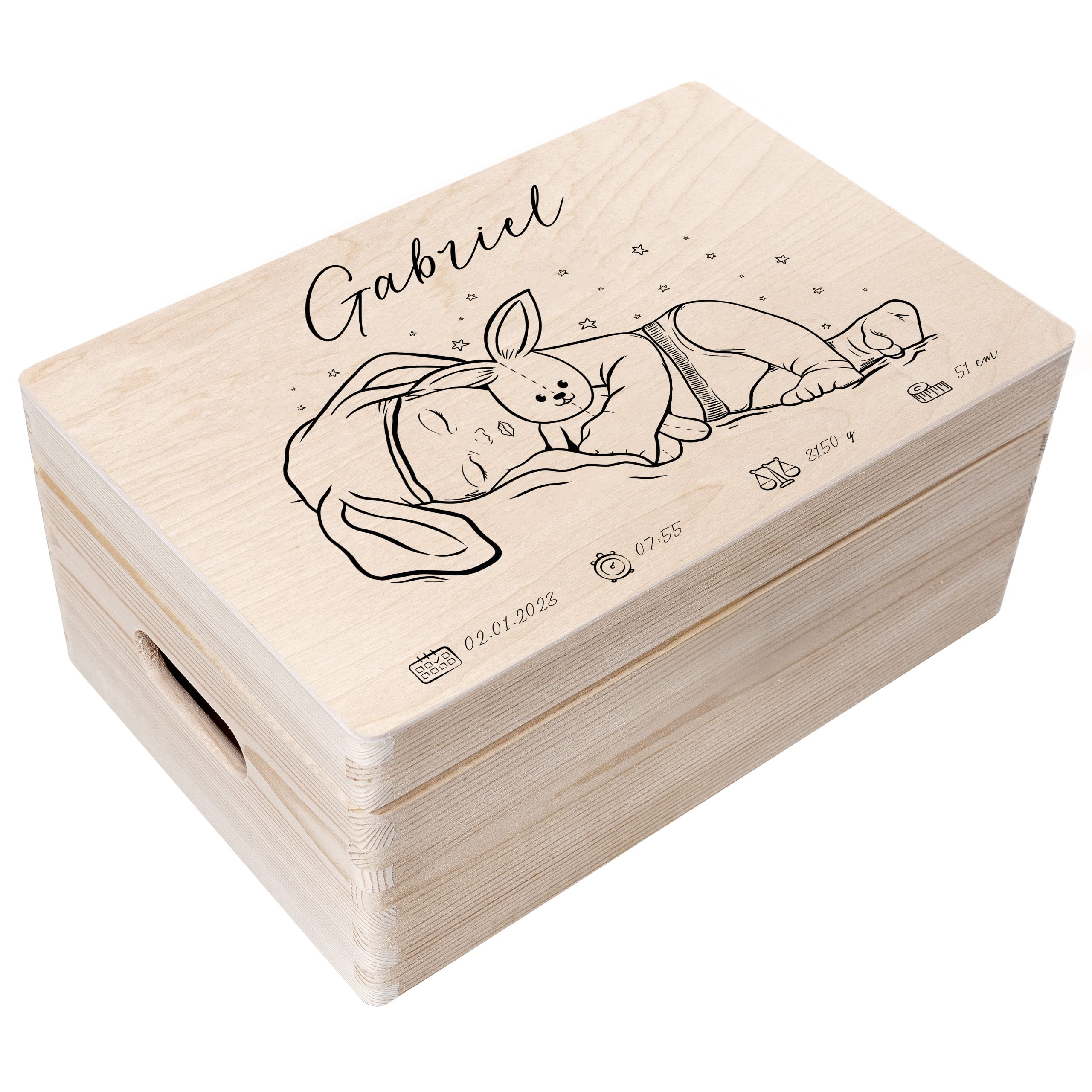 Creative Deco Boîte à Souvenirs Bébé Fille 30x20x14 cm bois