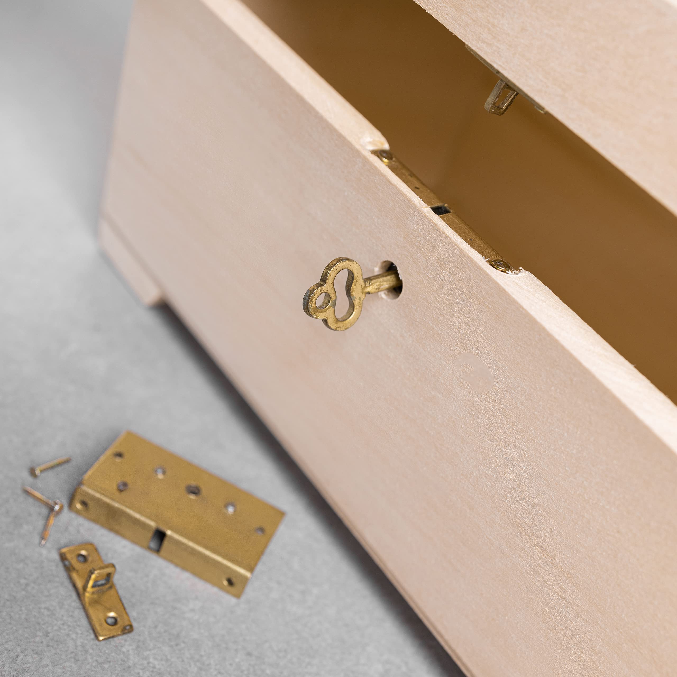 Creative Deco Serrure Dorée 40x22 mm avec Clé pour Boîte Bois