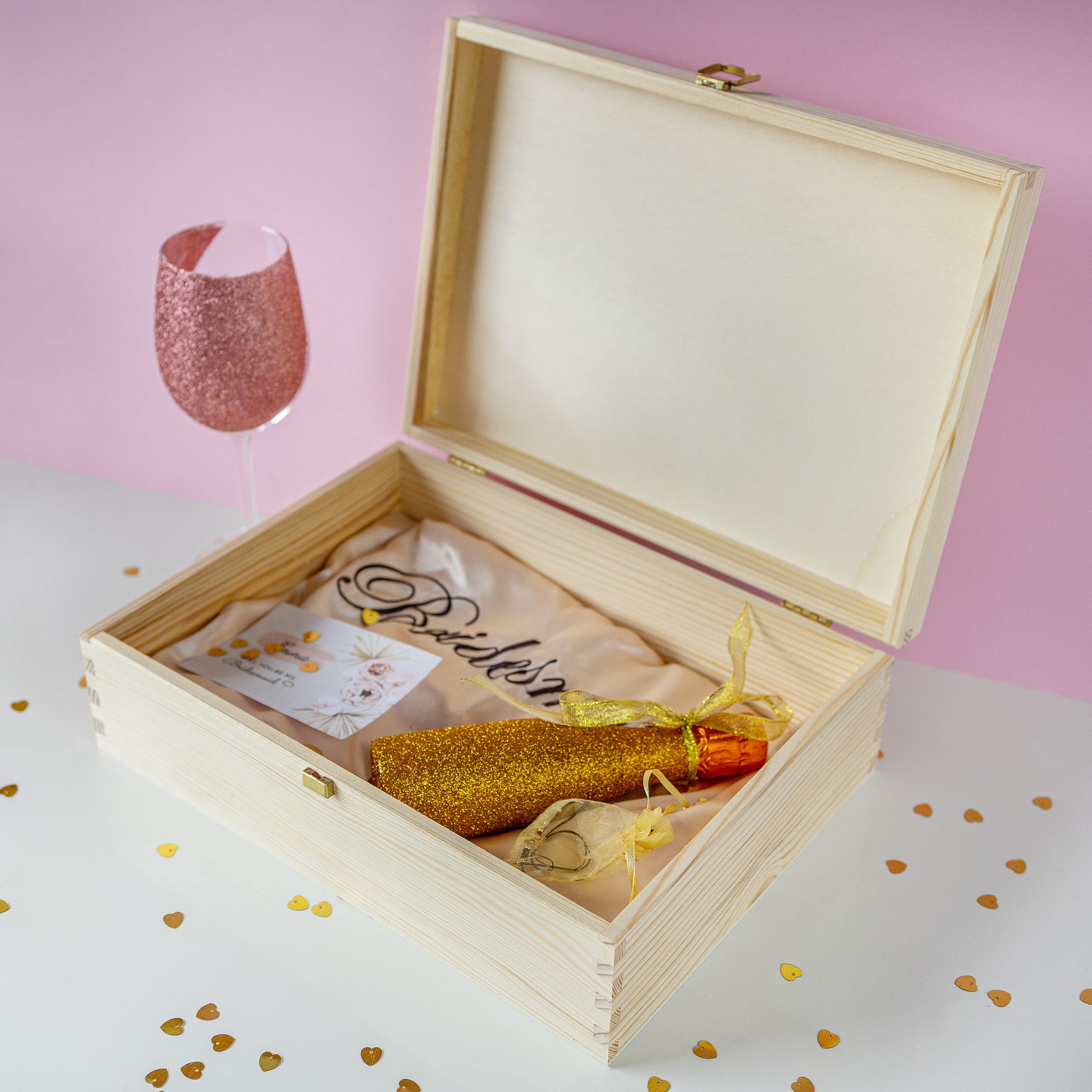 Creative Deco Boîte bois brut A4 33,8 cm avec serrure
