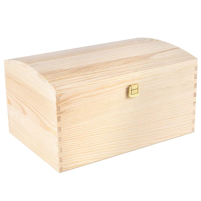 Creative Deco Wood coffre bois brut 34,5x25x19,2 cm