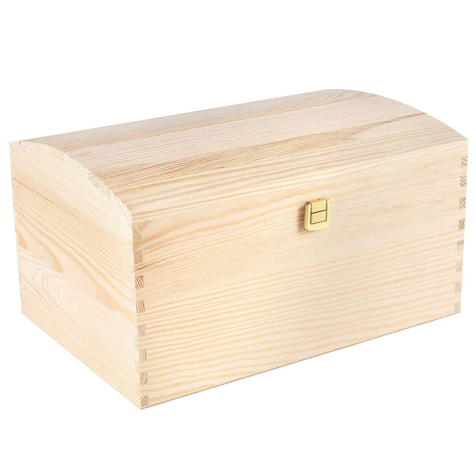 Creative Deco Wood coffre bois brut 34,5x25x19,2 cm