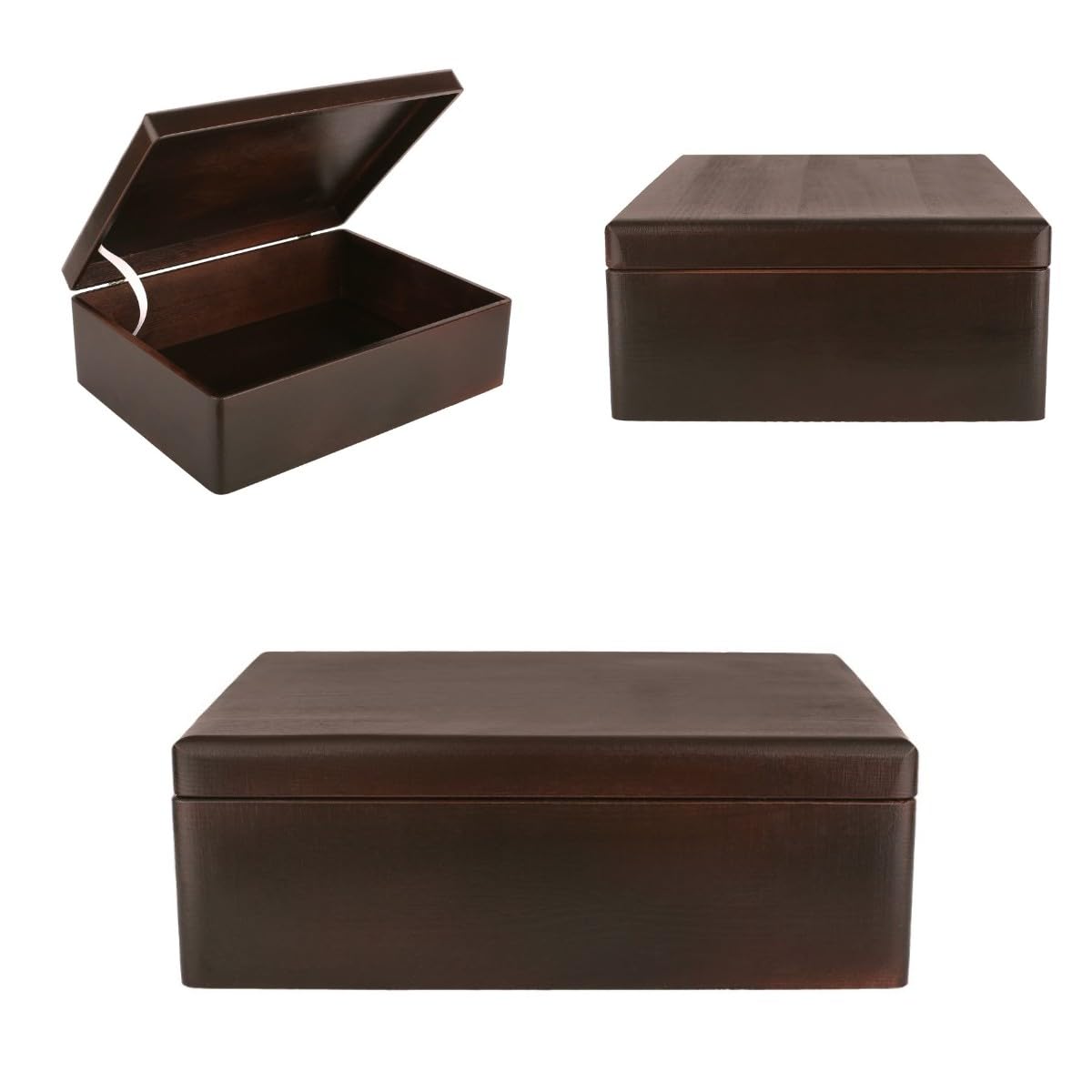 Creative Deco Boîte 40x30x14 cm Boîte Bois Brut Couvercle