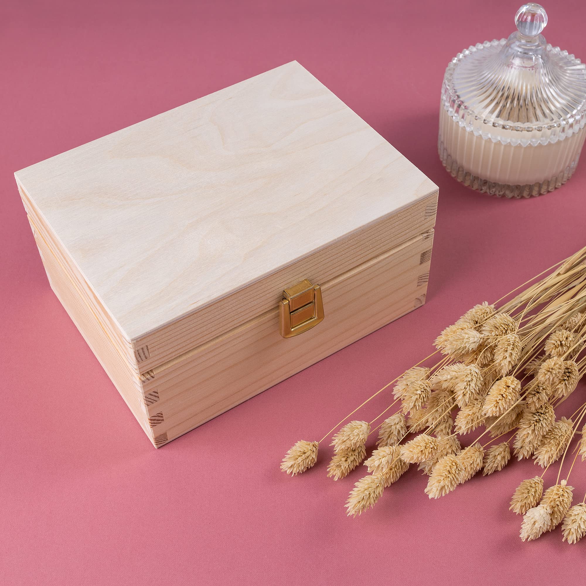 Creative Deco Boîte en bois brut 21,4 cm beige à décorer