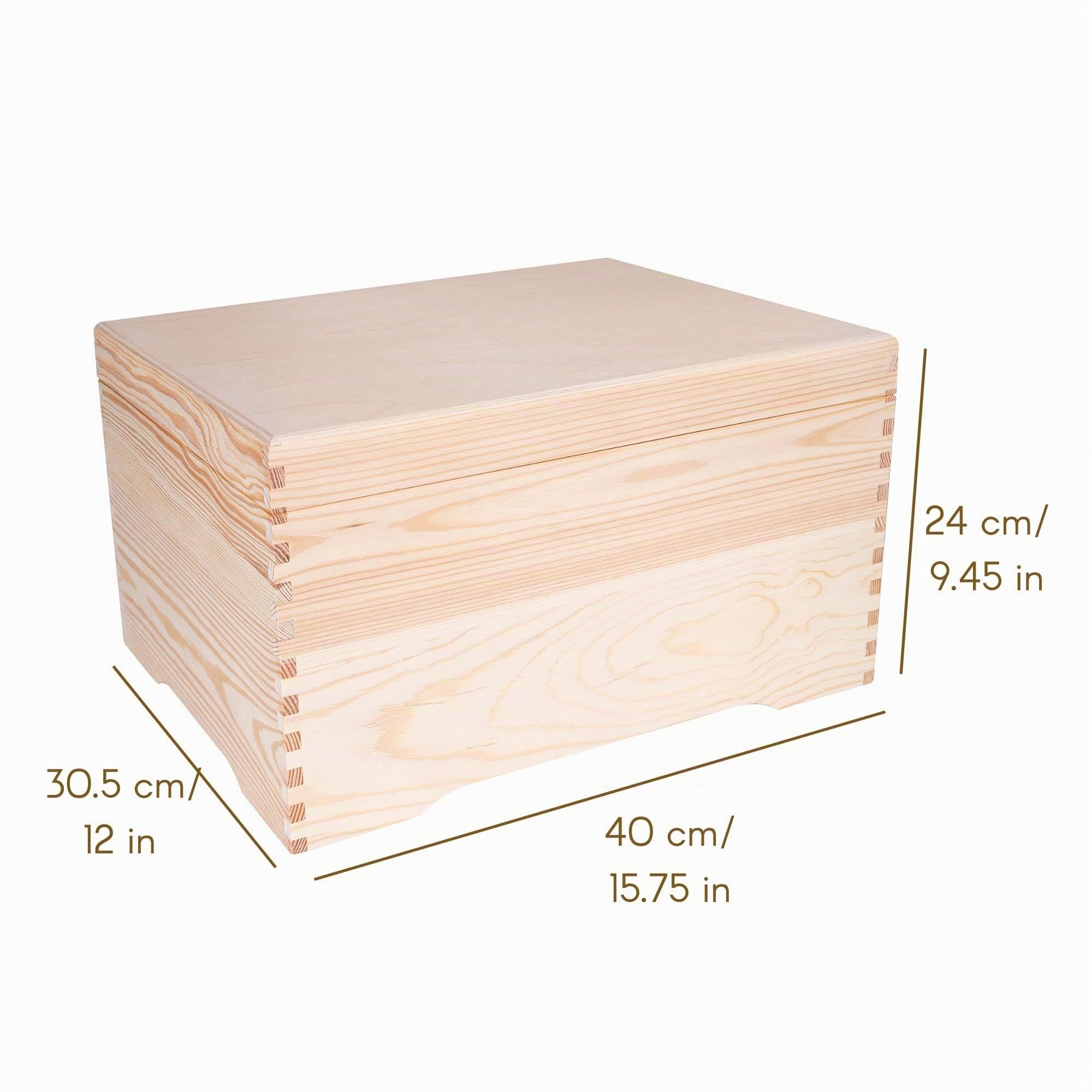 Creative Deco Coffre XXL 40x30,5x24 cm Boîte Bois Brut Couvercle