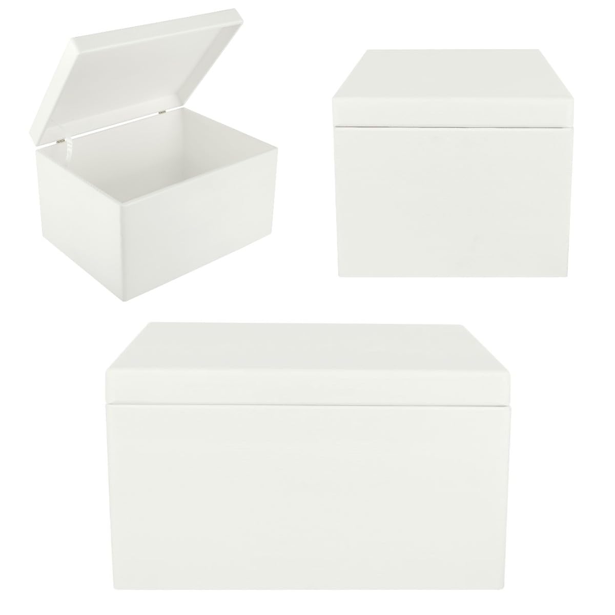 Creative Deco Boîte Rangement Bois Blanc 40x30x24 couvercle