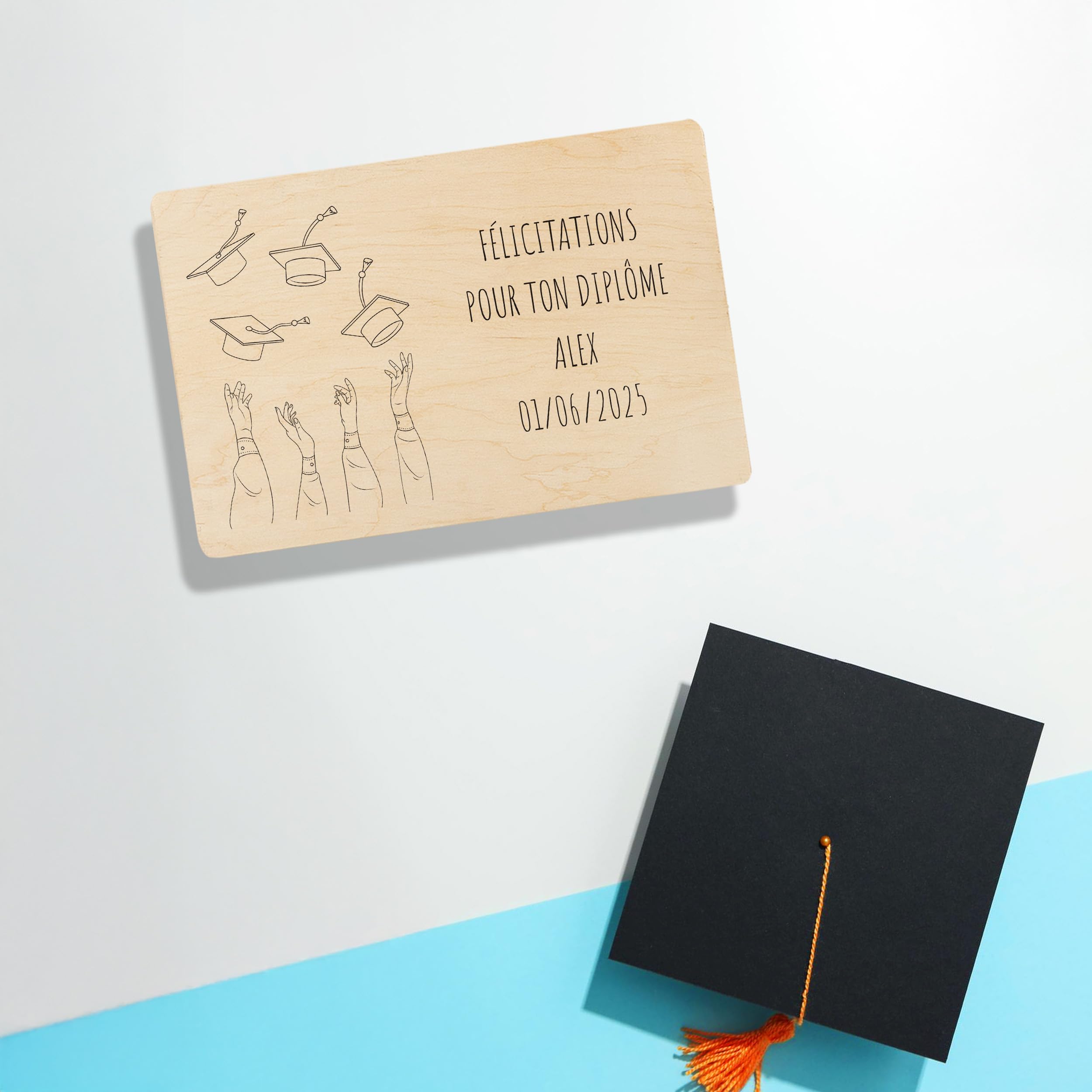 Creative Deco Boîte en Bois Diplôme 30x20x14 cm Toque Personnalisée