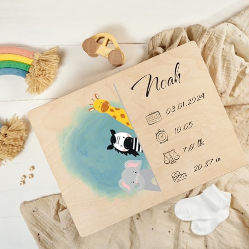 Creative Deco Boîte Souvenirs Bébé Bois Personnalisée 40x30
