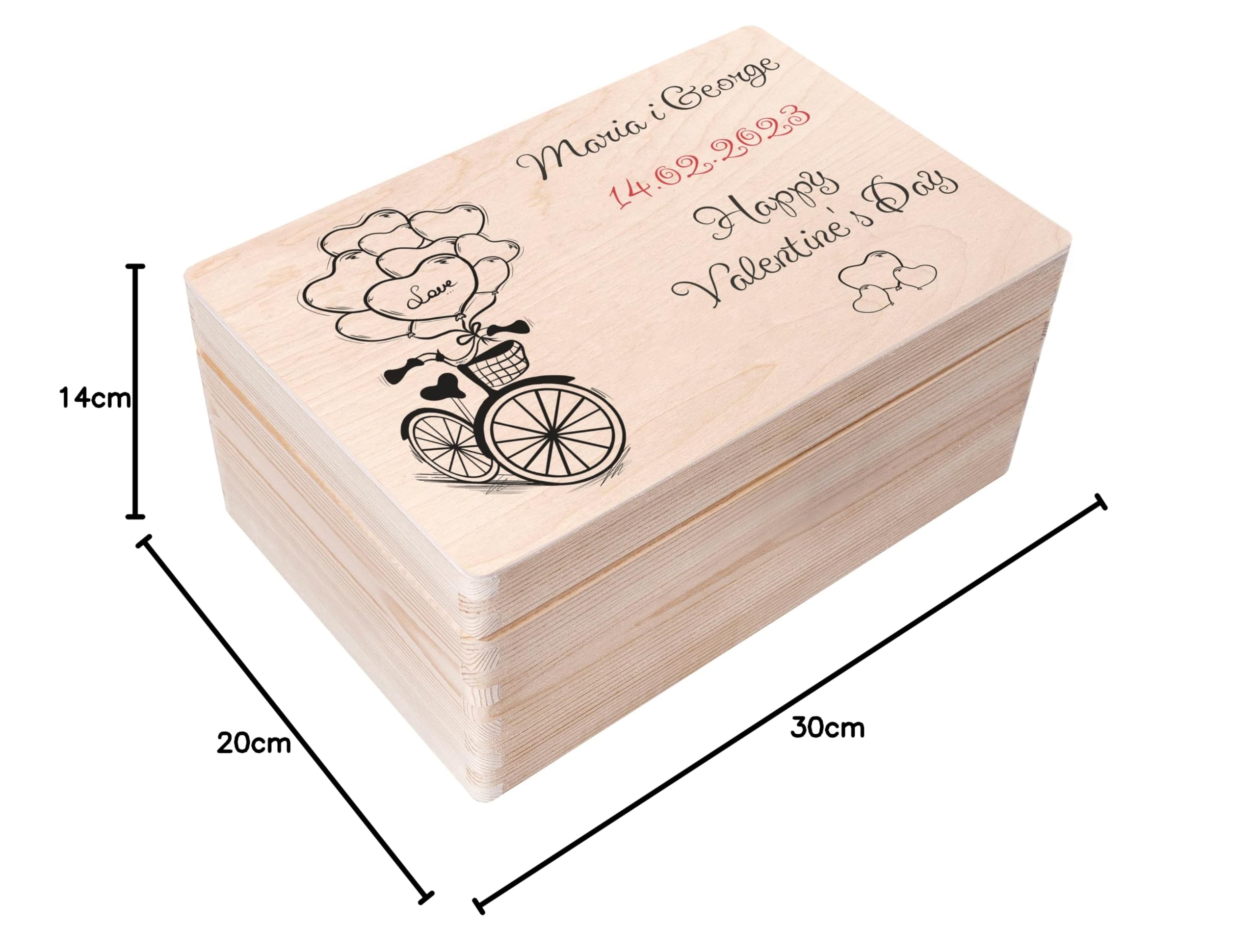 Creative Deco Boîte Bois Personnalisée vélo 30x20x14 cm