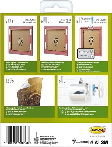 Command Languettes Accroches Tableaux assortiment sans percer