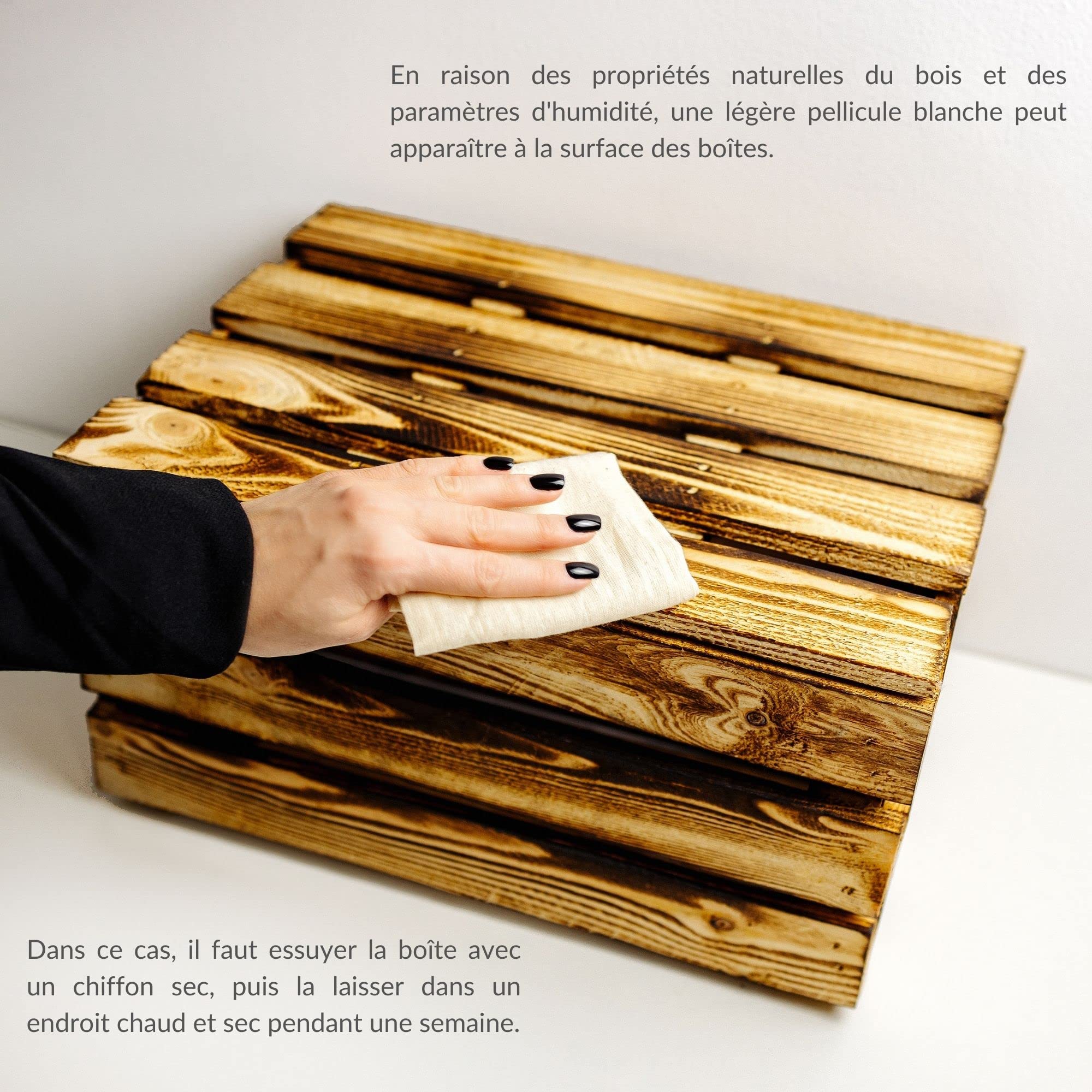 Creative Deco Boîte bois flammé 27,5x20x21,5 cm naturel pin