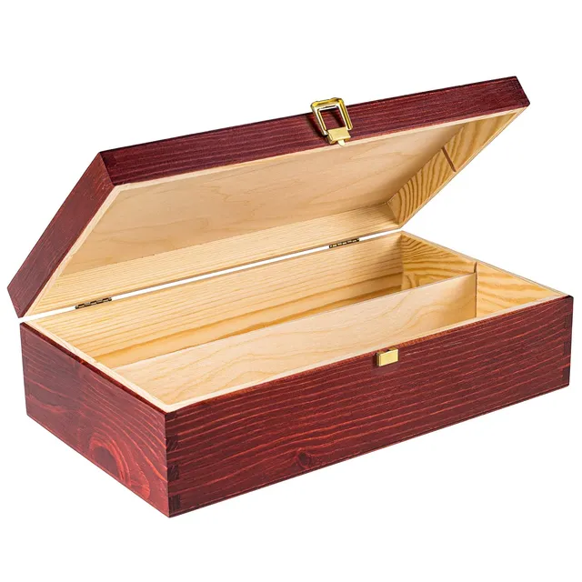 Creative Deco Caisse Vin Bois Rouge 2 Bouteilles 35 cm
