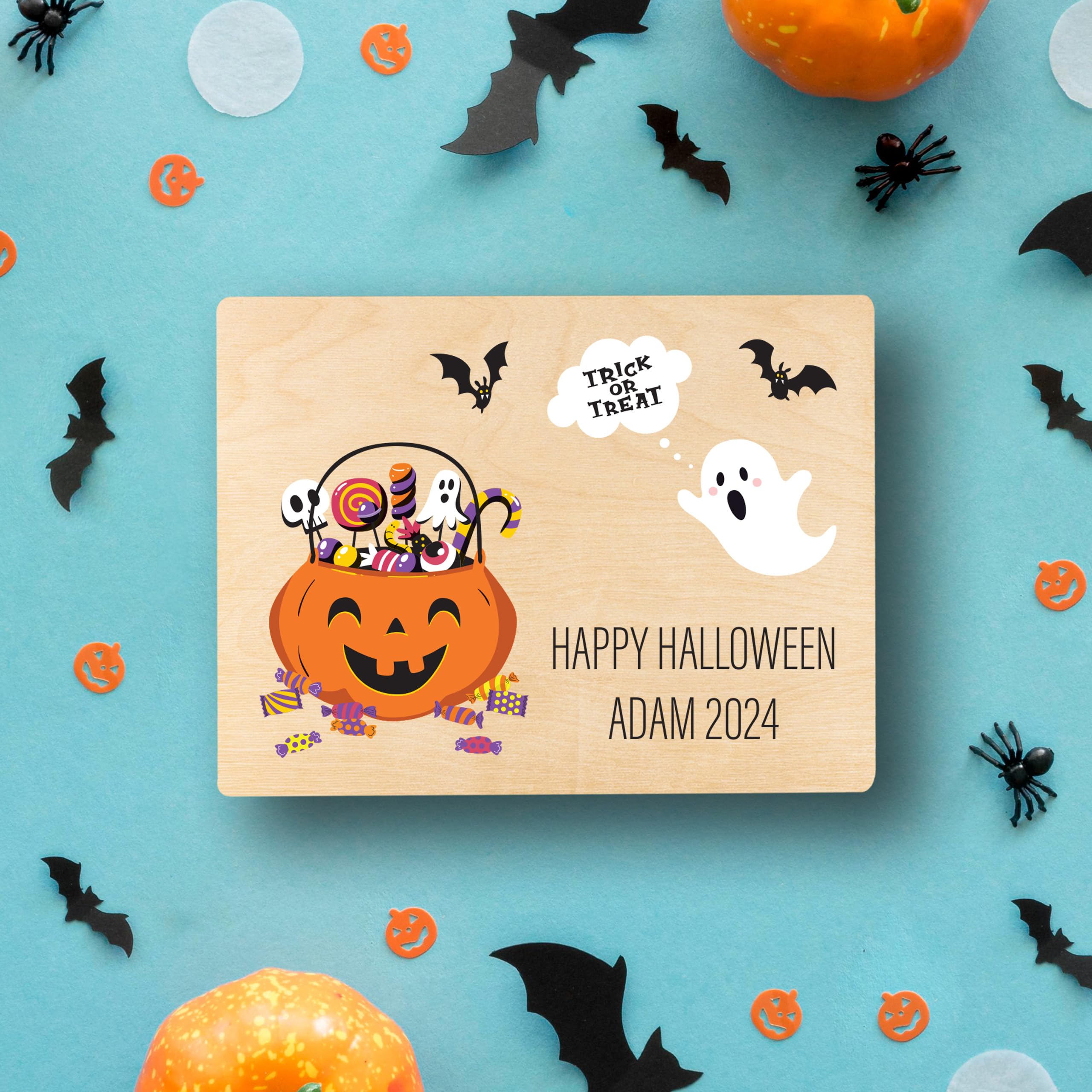 Creative Deco Boîte en bois citrouille 40x30x14 Halloween