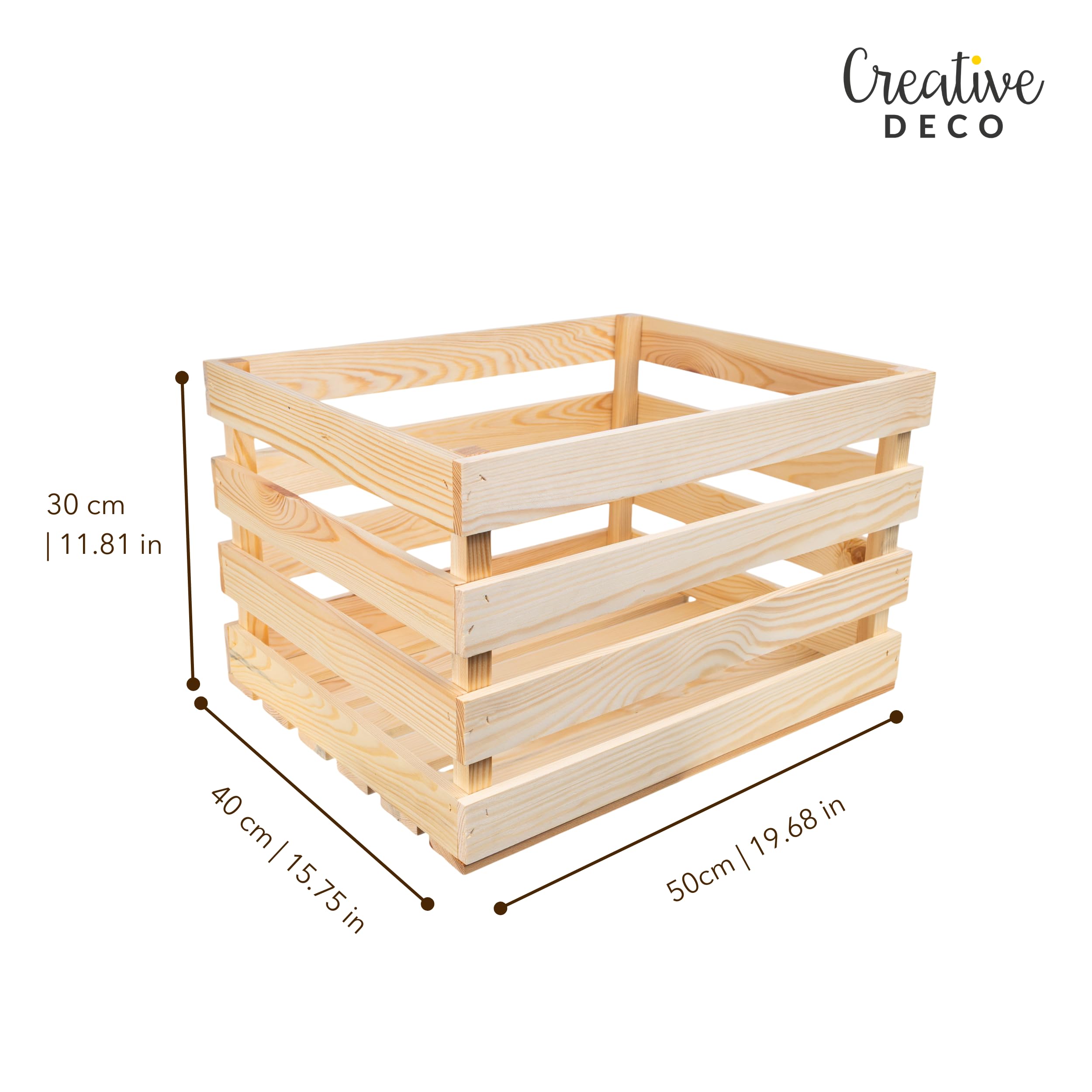 Creative Deco Wood caisse bois 50x40x30 cm pin naturel