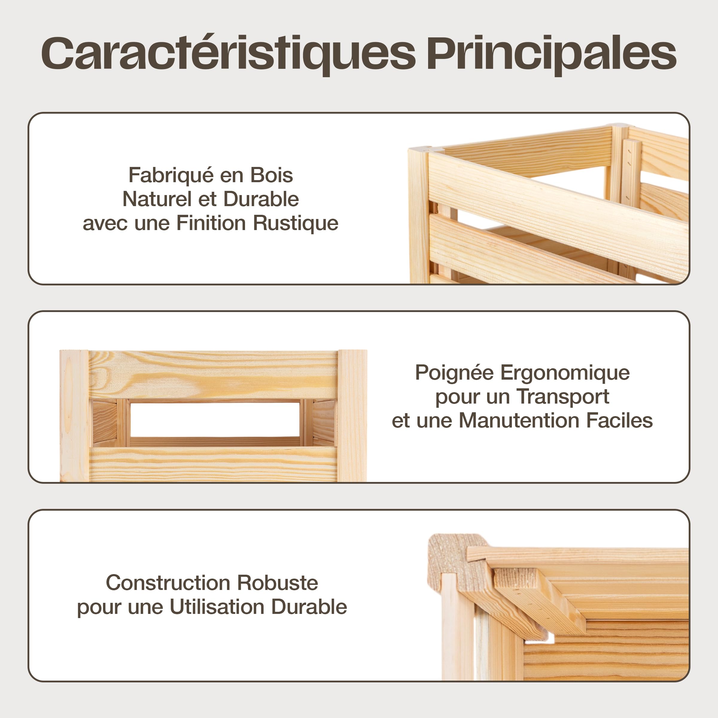 Creative Deco Caisse pliante bois ajourée 46x29,5x23,5 cm