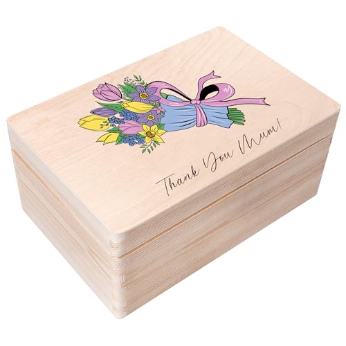 Creative Deco Boîte Bois 30x20x14 Gravée Couvercle