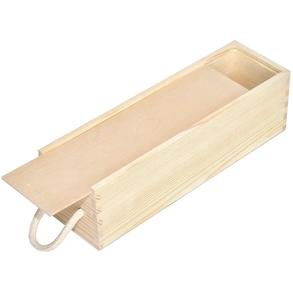Creative Deco Caisse Vin Bois 1 Bouteille Beige 36x11 cm