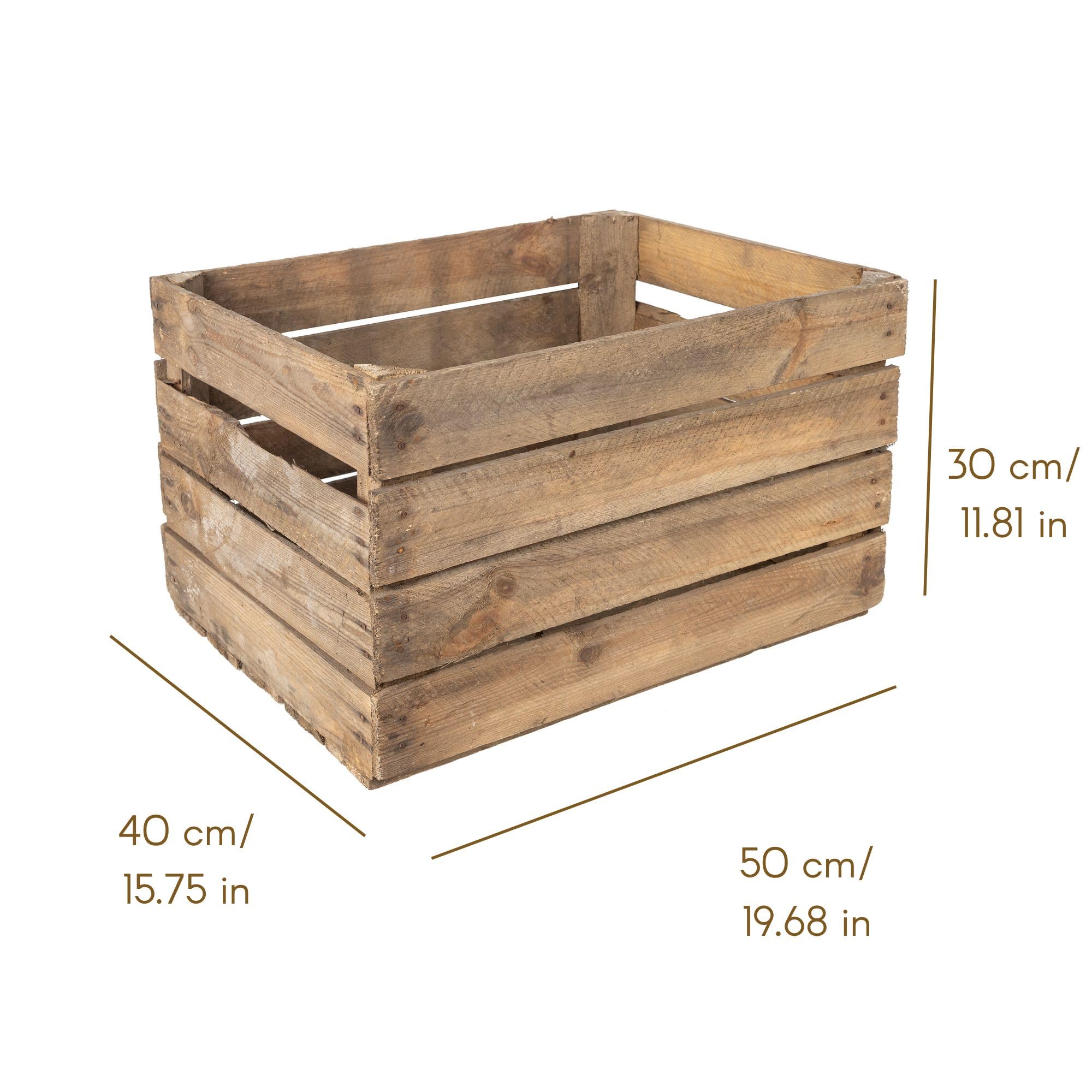 Creative Deco Caisse Bois Vintage Foncé 50x40x30 cm vin