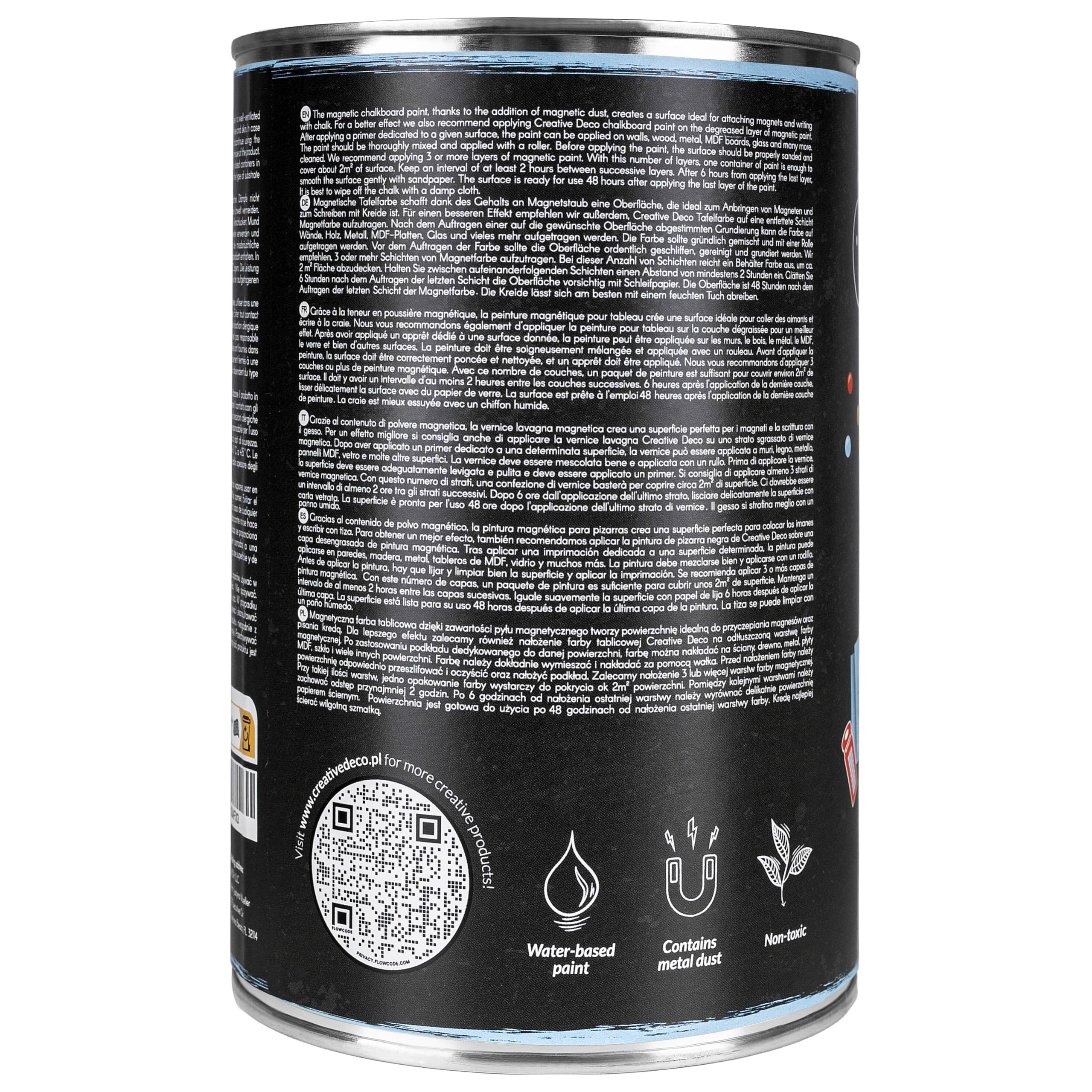 Creative Deco Peinture Ardoise Magnétique Noire 1L Tableau Mat