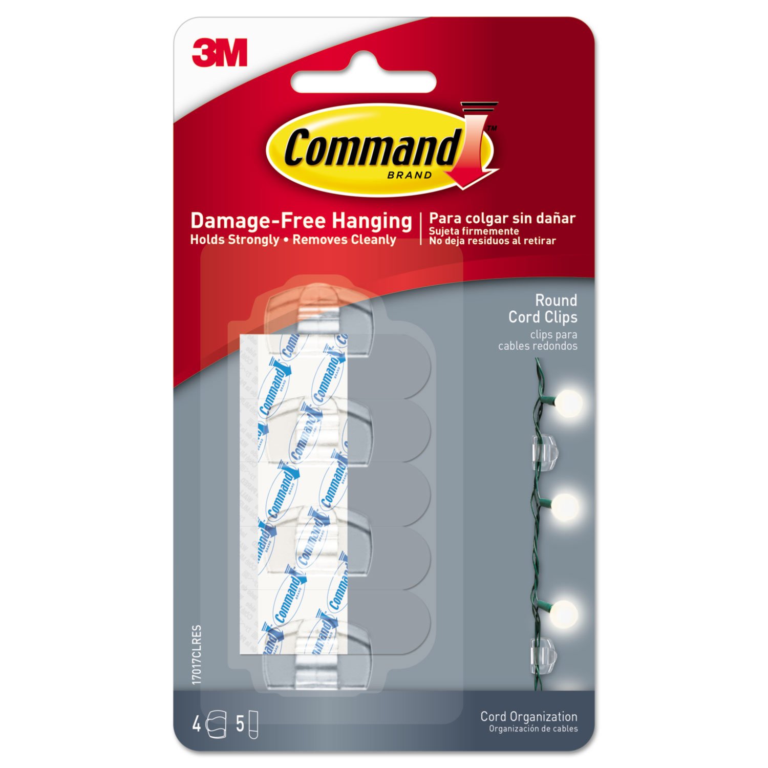 Command Organisation Fils Clips Cordon Ronds Transparents x4