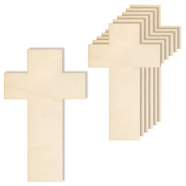 Creative Deco Croix épaisse 20x12,5 cm forme bois lot 10