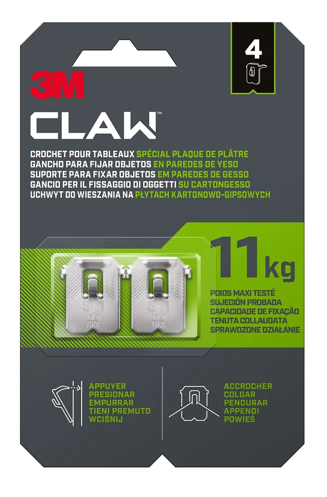 Command CLAW Crochets Placo 11kg acier lot 4 sans outil