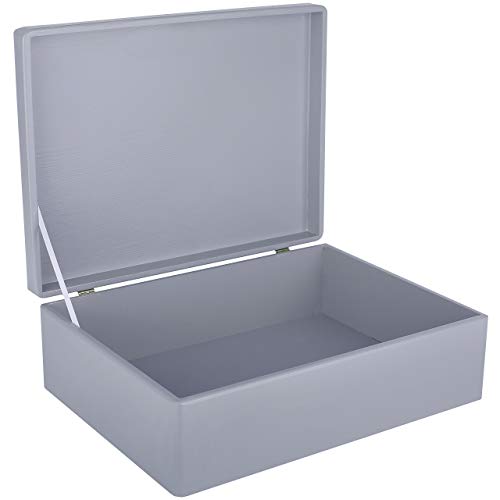 Creative Deco Boîte rangement bois gris 40x30x14 cm