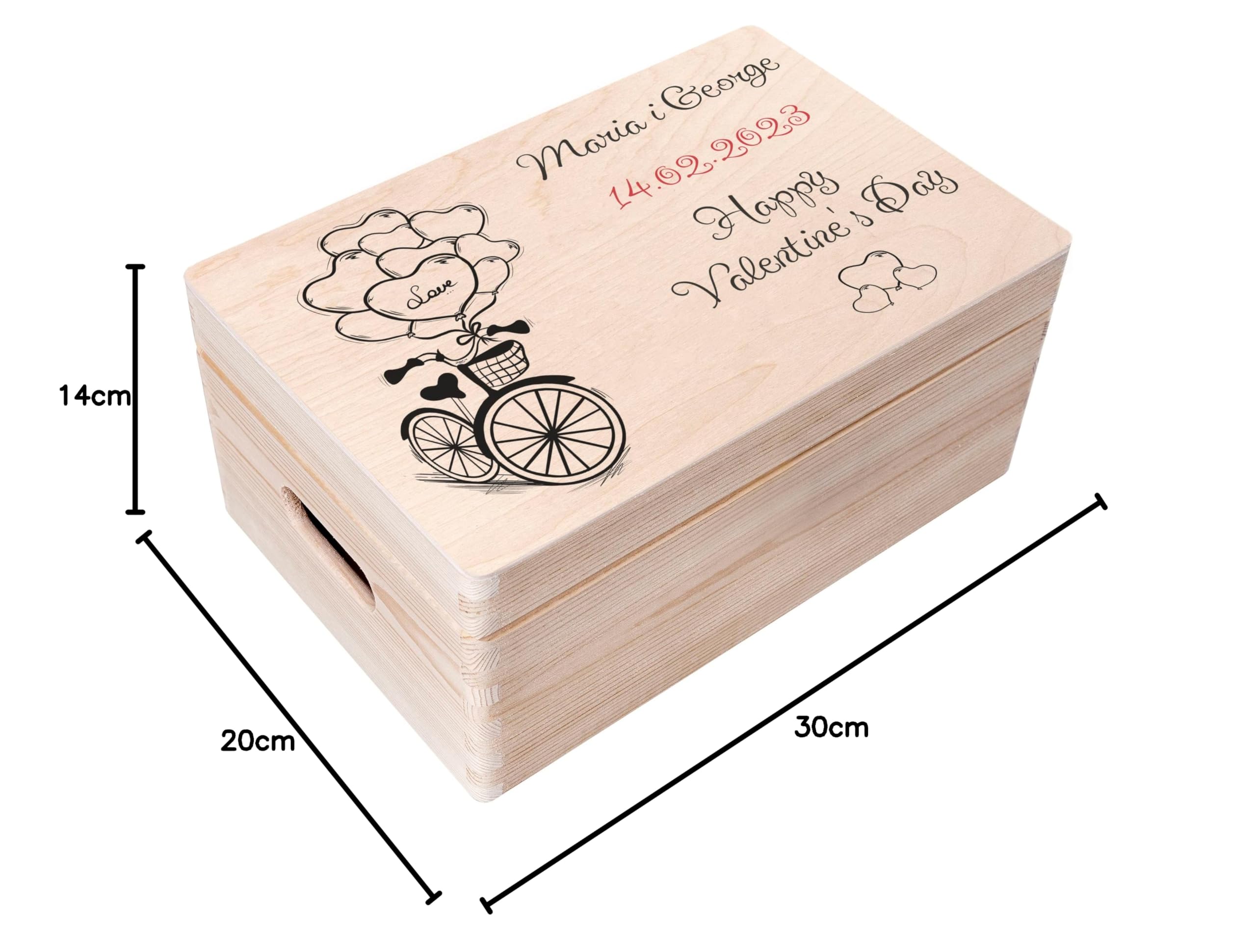 Creative Deco Boîte Bois 30x20x14 Vélo Noir et Blanc