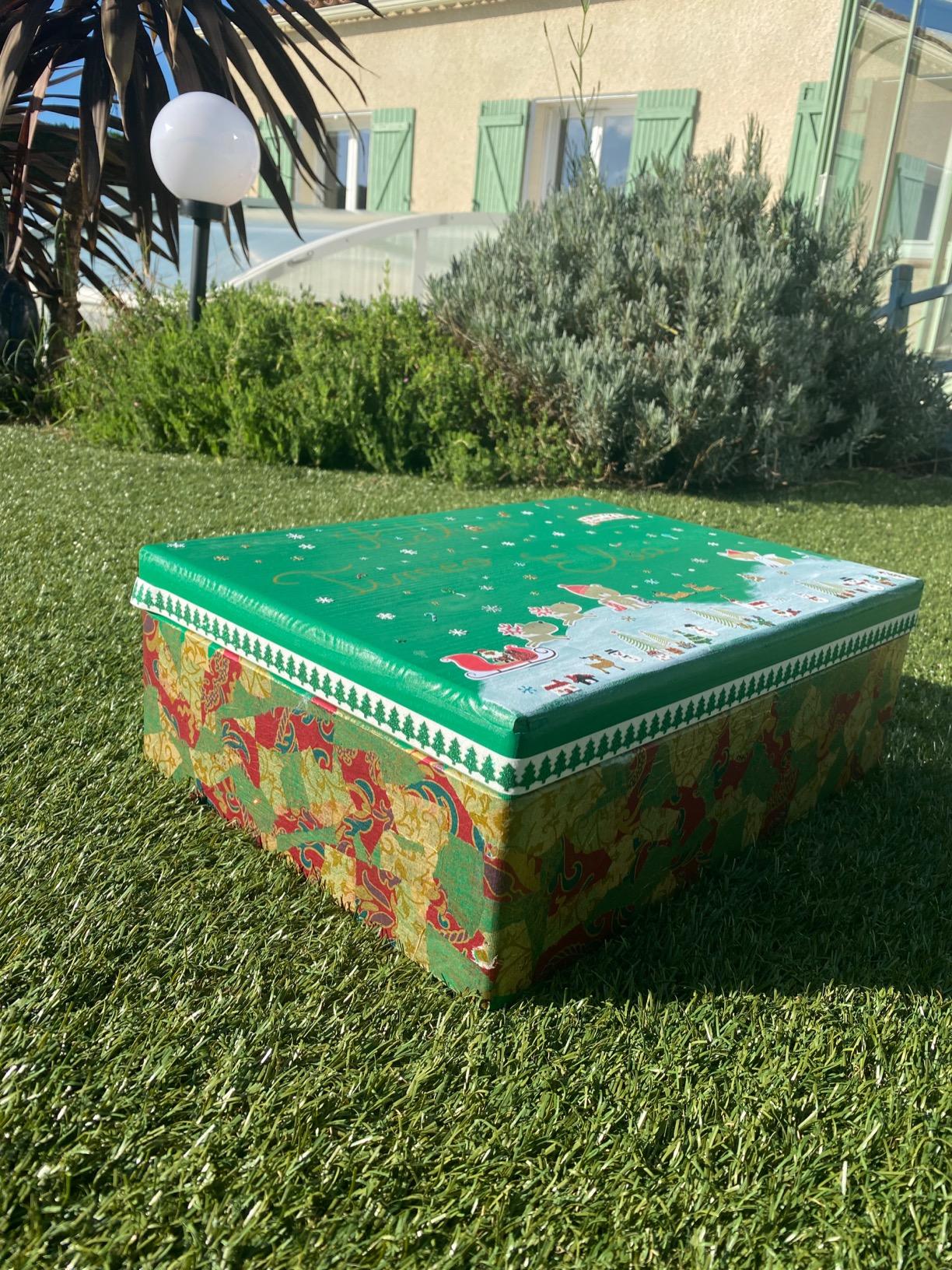 Creative Deco Wood boîte bois vert 40x30x14cm à décorer
