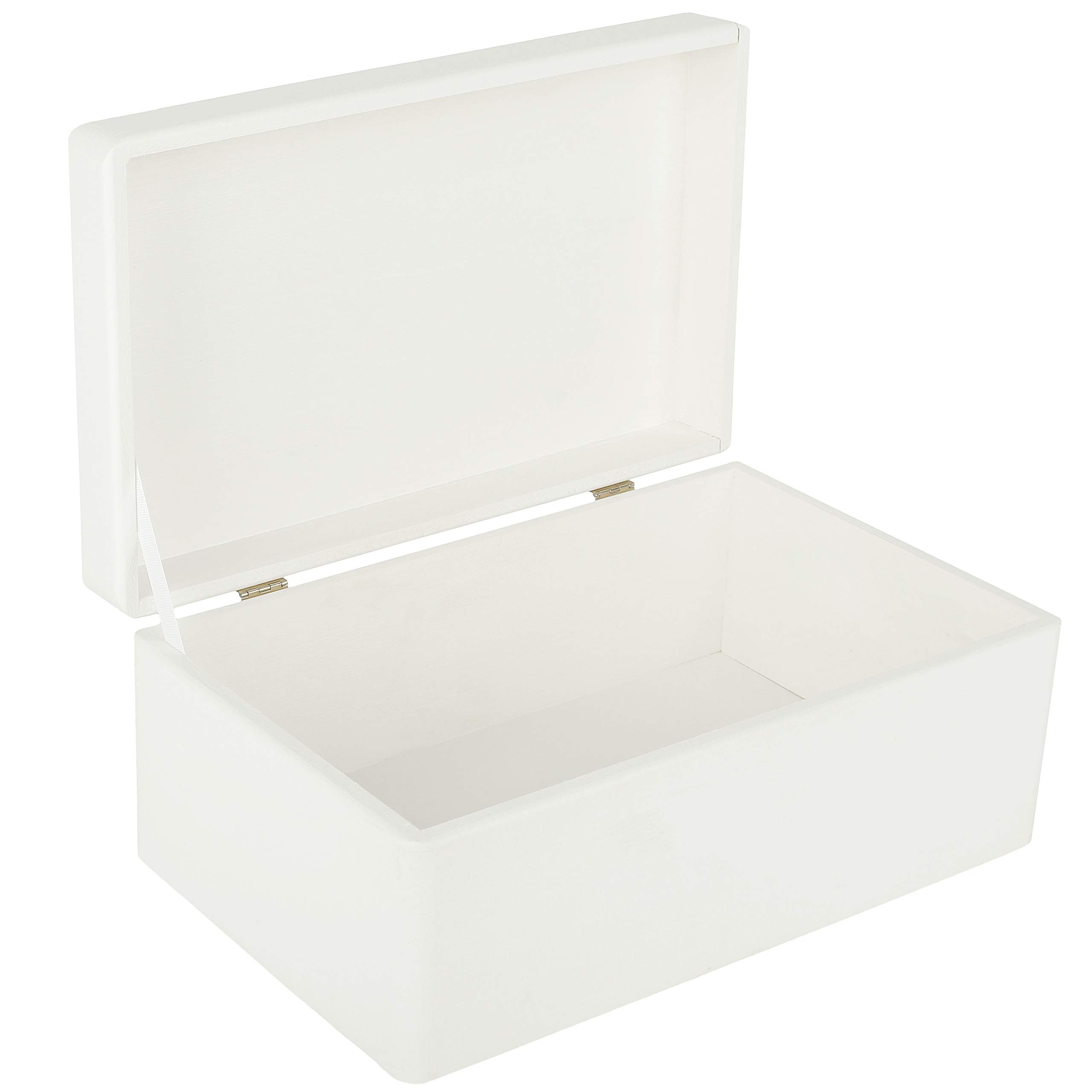 Creative Deco Boîte en bois blanc 30 cm avec couvercle