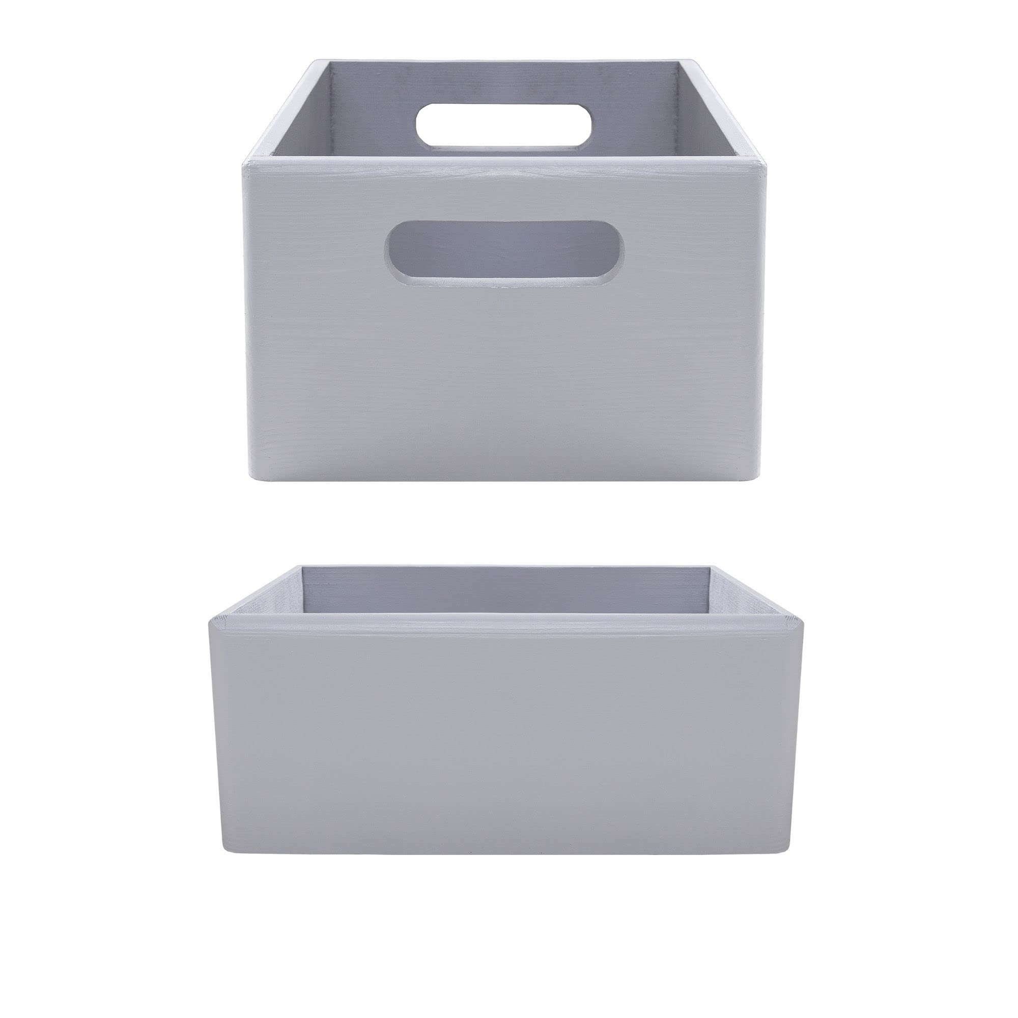 Creative Deco Wood products caisse bois gris 30x20x13 cm poignées