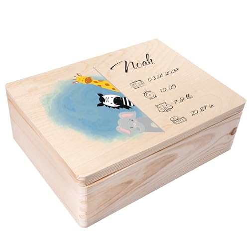 Creative Deco Boîte Souvenirs Bébé Bois Personnalisée 40x30