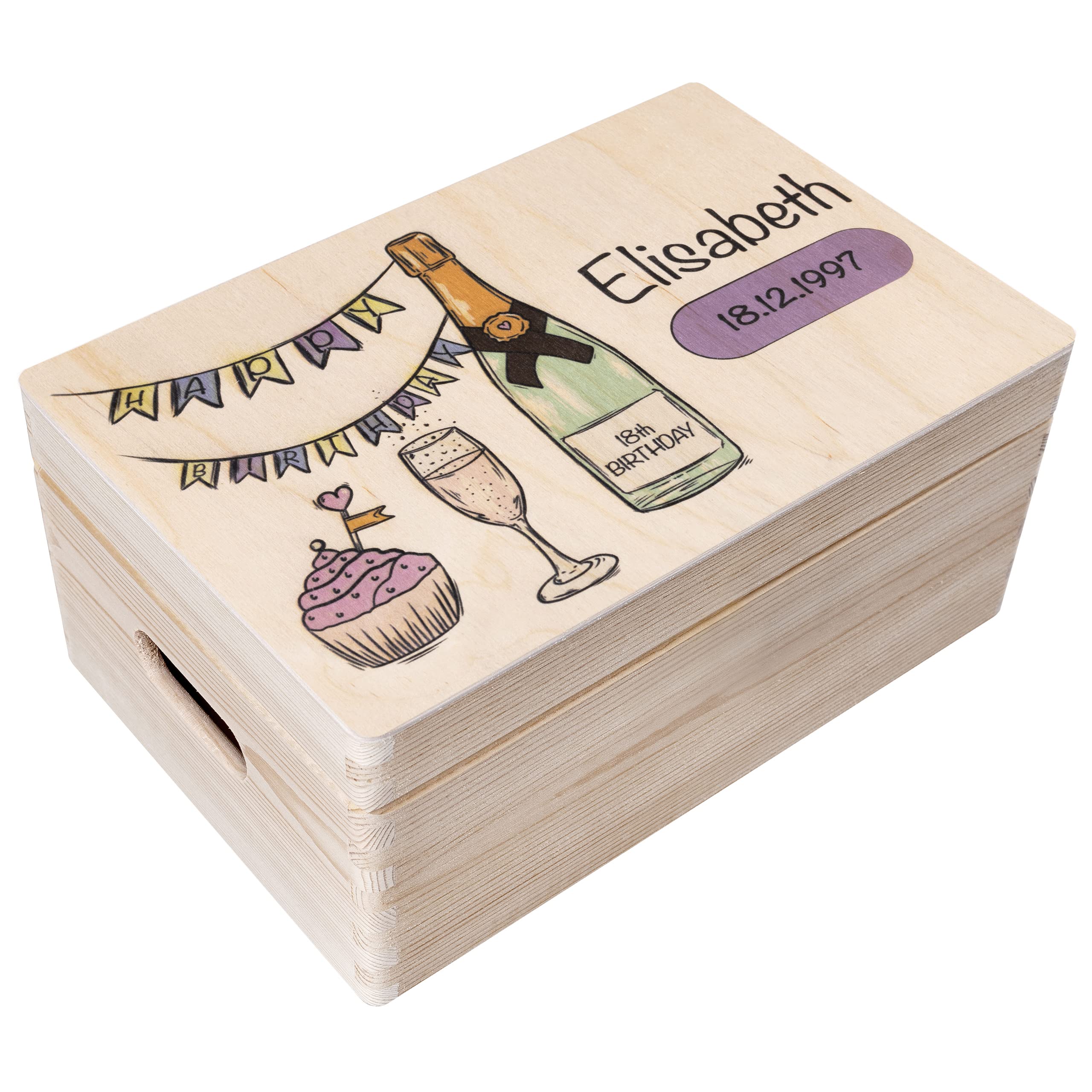 Creative Deco Boîte Anniversaire Texte 40x30x14 cm bois