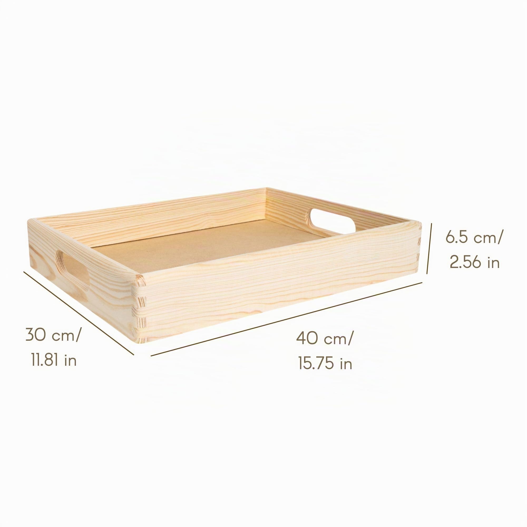 Creative Deco Caisse 40x30x6,5 cm Caisse Bois Beige à Poignées