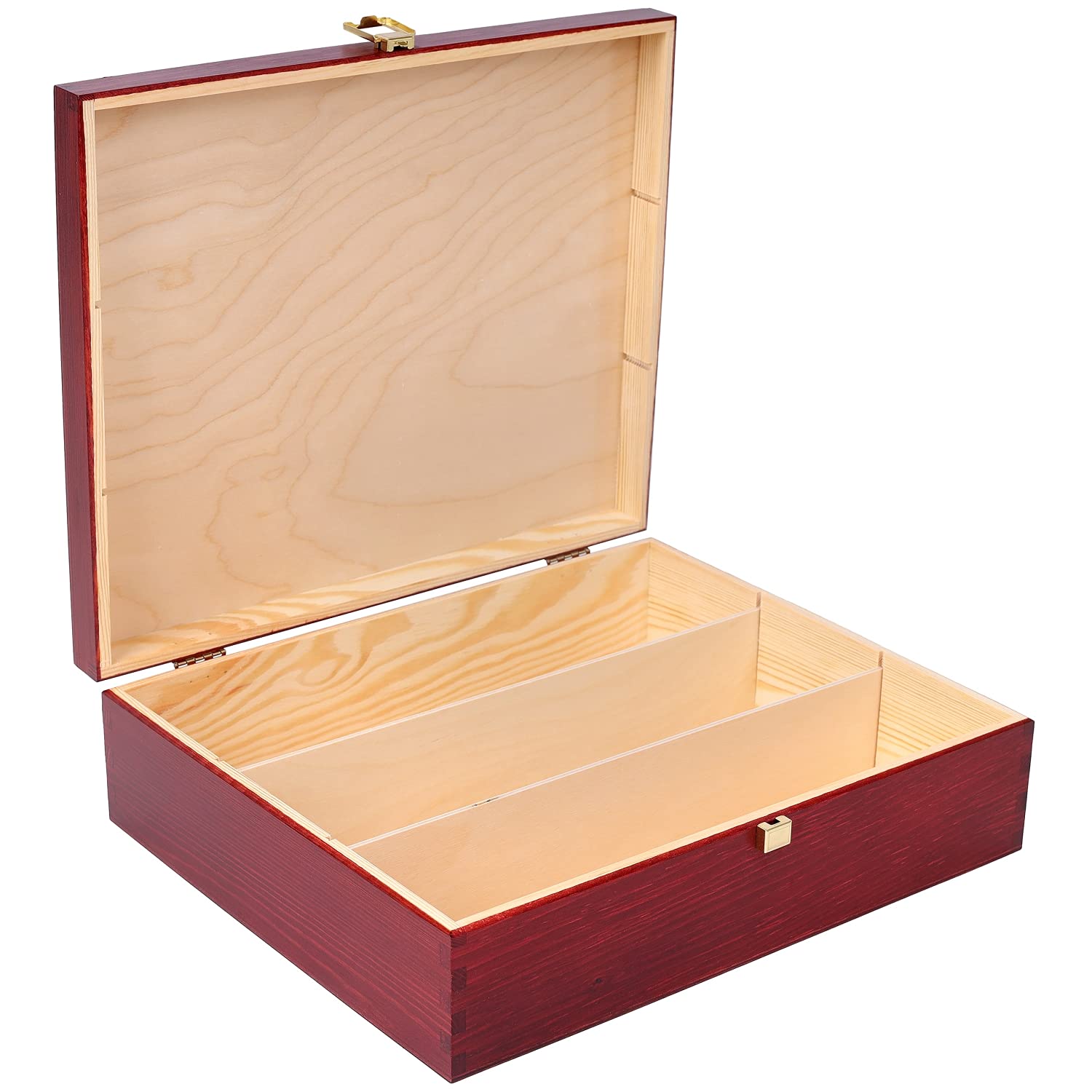 Creative Deco Caisse Vin Bois 3 Bouteilles Rouge 35x30 cm