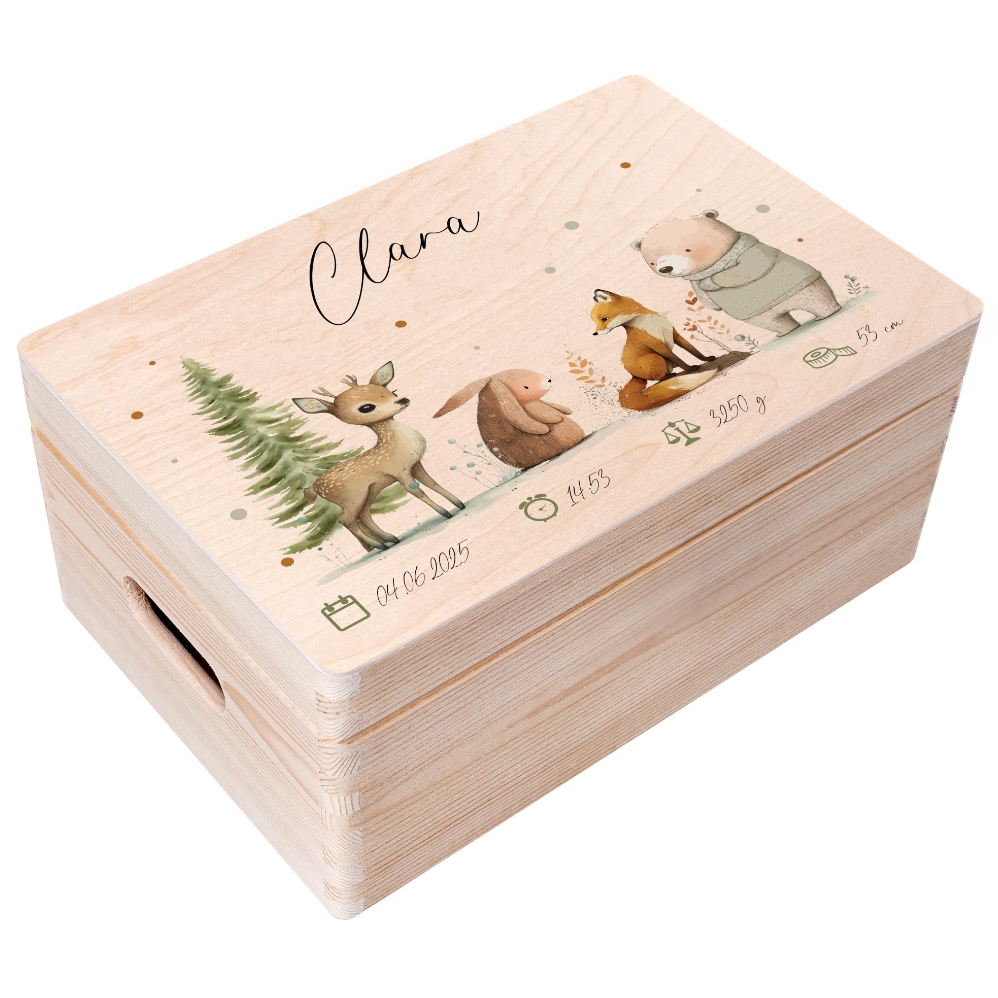 Creative Deco Boîte Souvenirs Bébé Écureuil 40x30 cm Bois