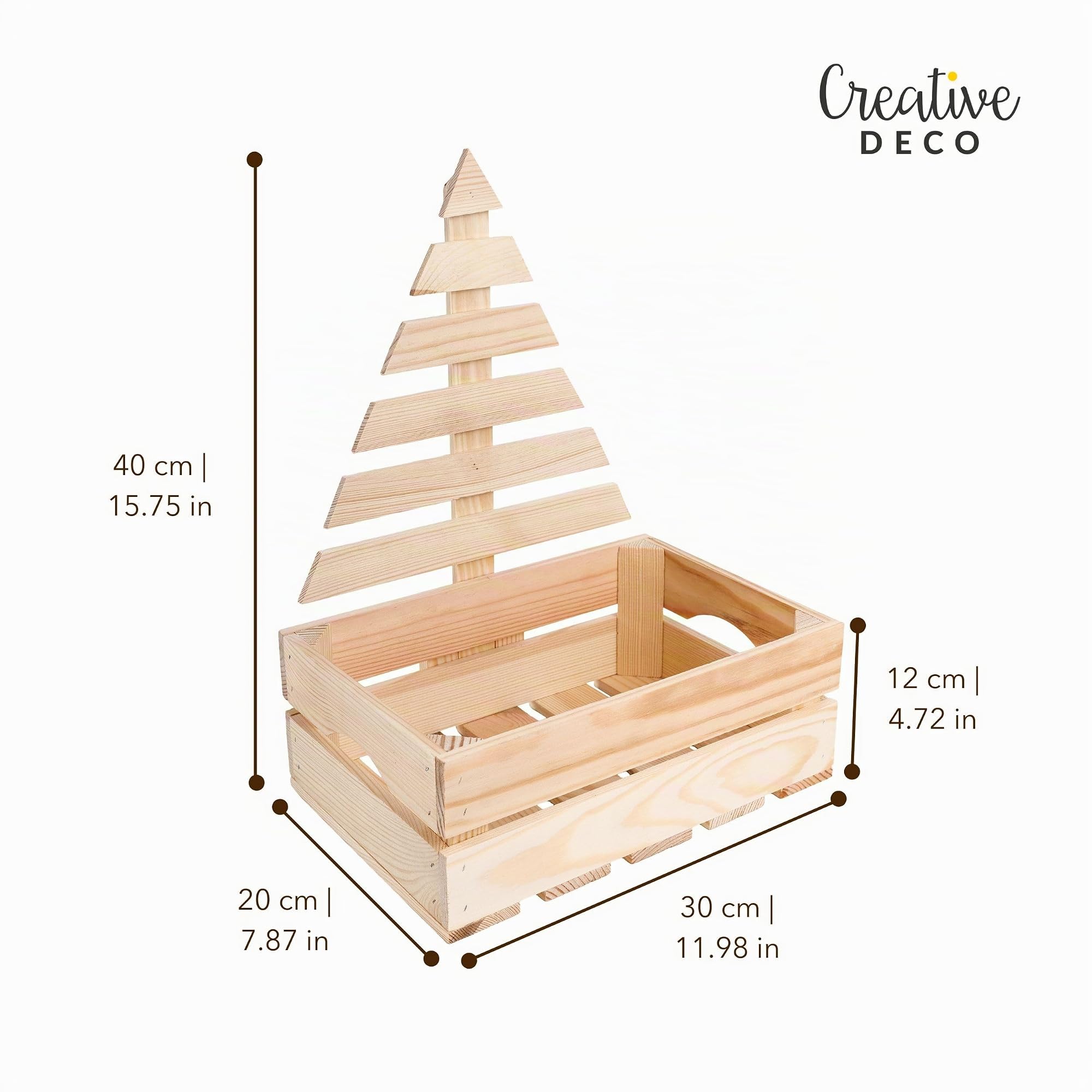 Creative Deco coffret bois sapin Noël 30x20 cm naturel