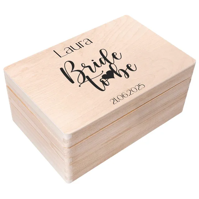 Creative Deco Boîte en Bois Mariée 30x20x14 cm Personnalisée EVJF