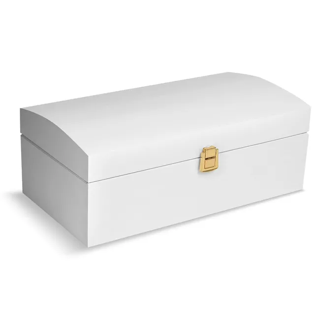 Creative Deco Coffre bois blanc 34,5 cm couvercle bombé à décorer