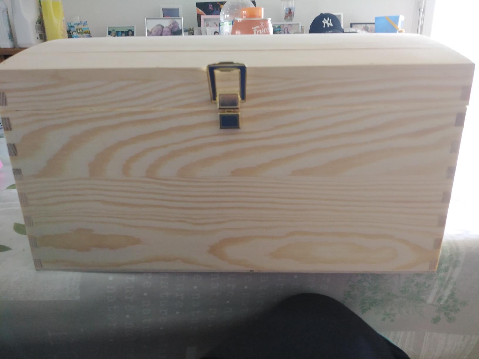 Creative Deco Wood coffre bois brut 34,5x25x19,2 cm