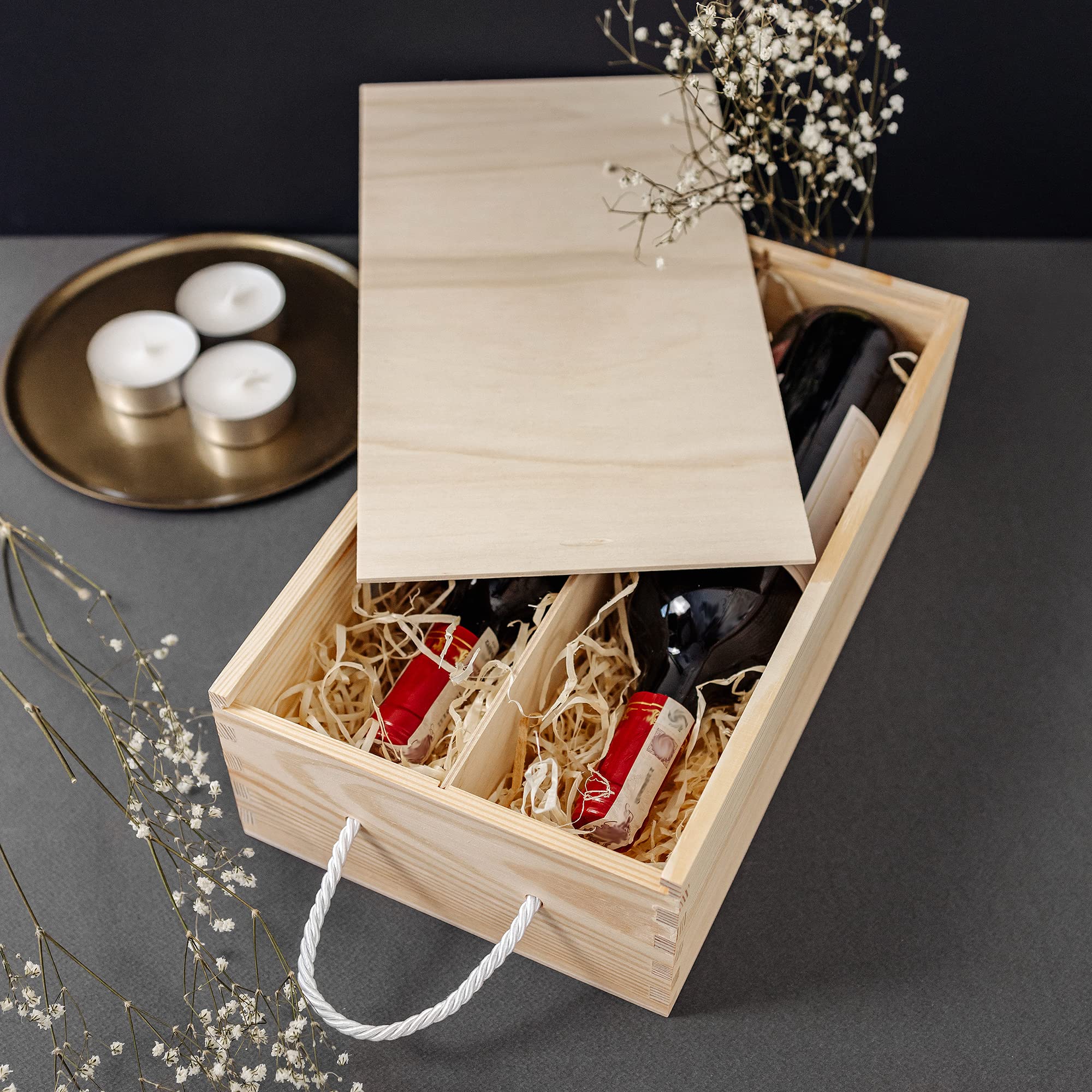 Creative Deco Caisse Vin Bois 2 Bouteilles 35x21 cm