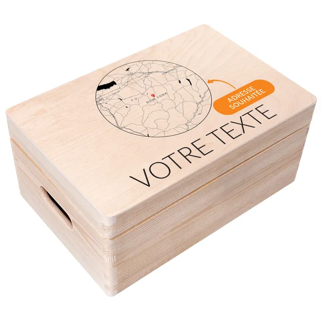 Creative Deco Carte Coordonnées boîte bois cercle 30x20 cm