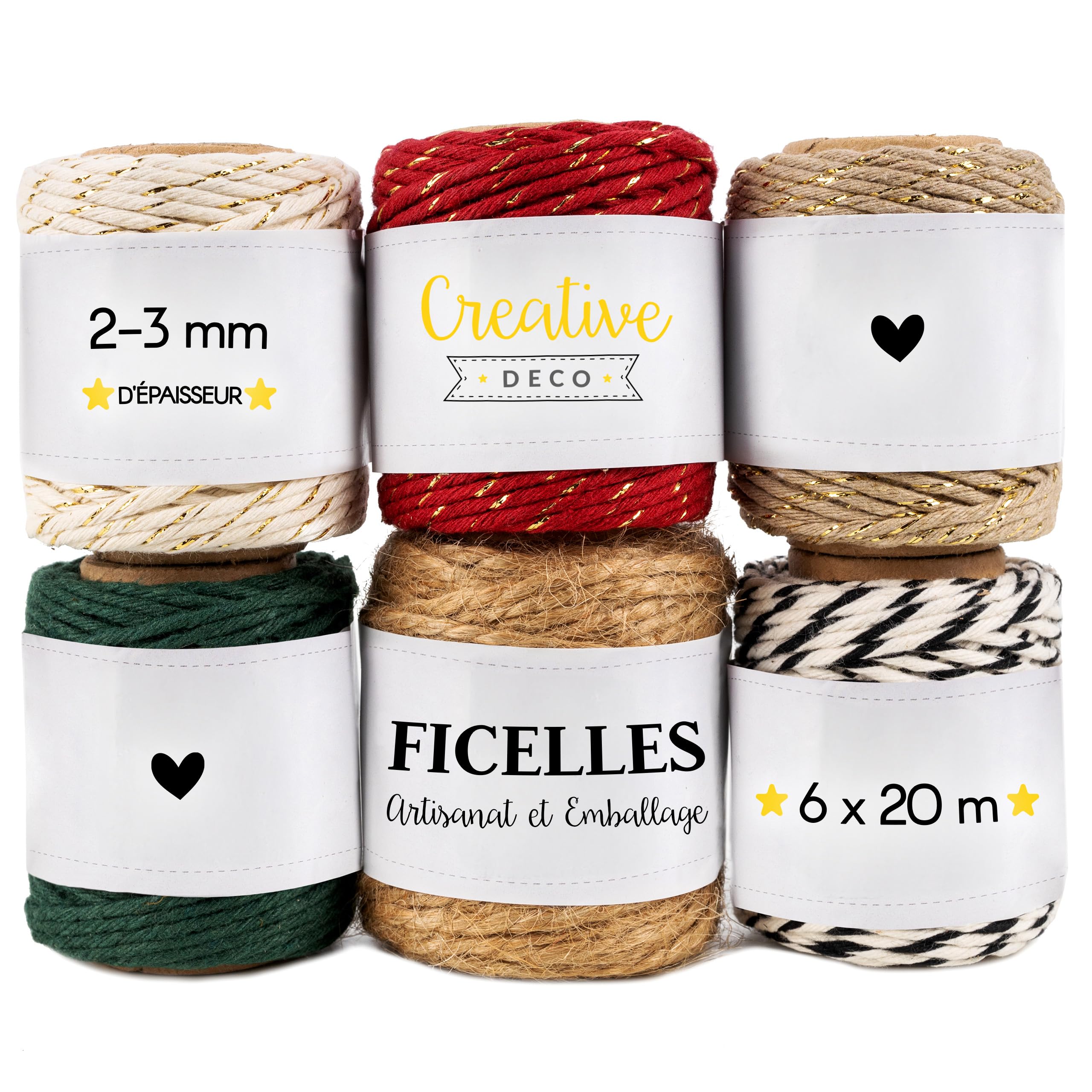 Creative Deco Strings Kit 6 ficelles 6x20m 2-3mm