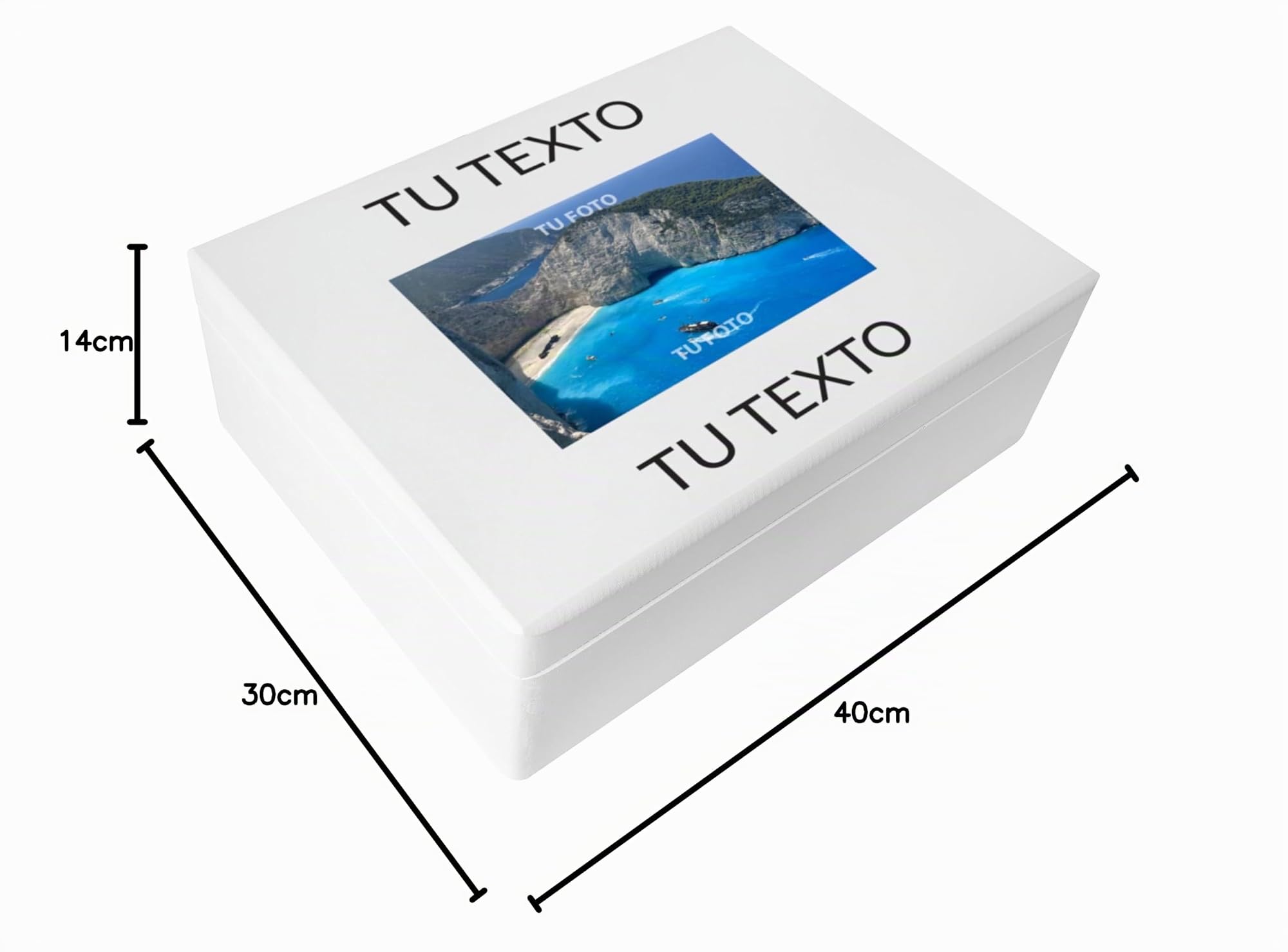 Creative Deco Boîte Bois Photo Blanc 40x30x14cm
