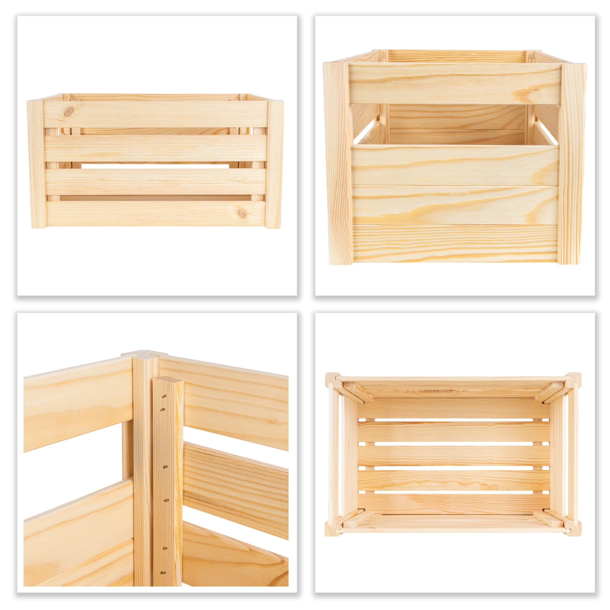 Creative Deco Caisse pliante bois ajourée 46x29,5x23,5 cm