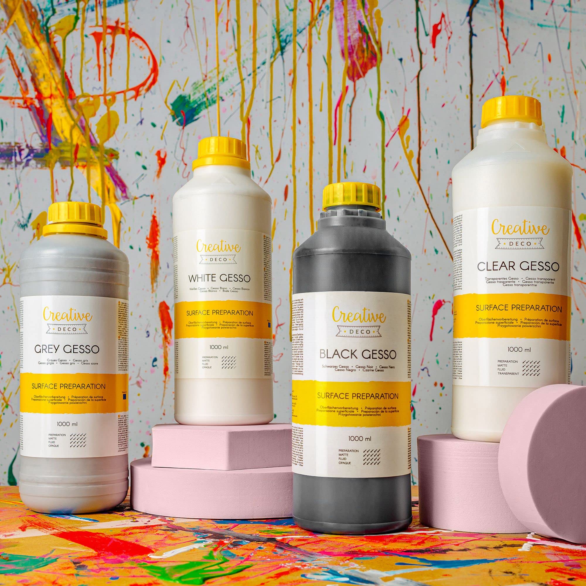 Creative Deco Gesso acrylique noir 1 L sous-couche apprêt toile