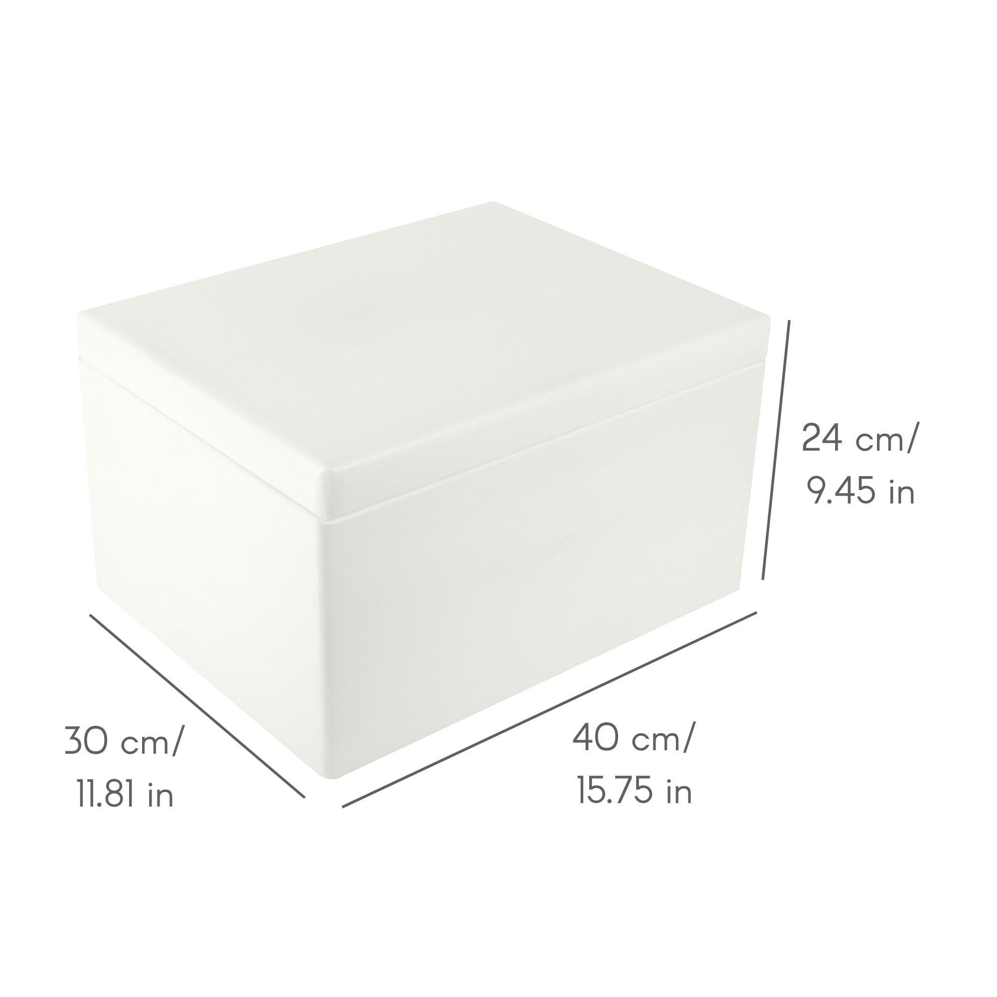Creative Deco Boîte Rangement Bois Blanc 40x30x24 couvercle