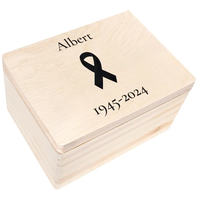 Creative Deco Boîte Deuil Bois 40x30cm Texte Personnalisé