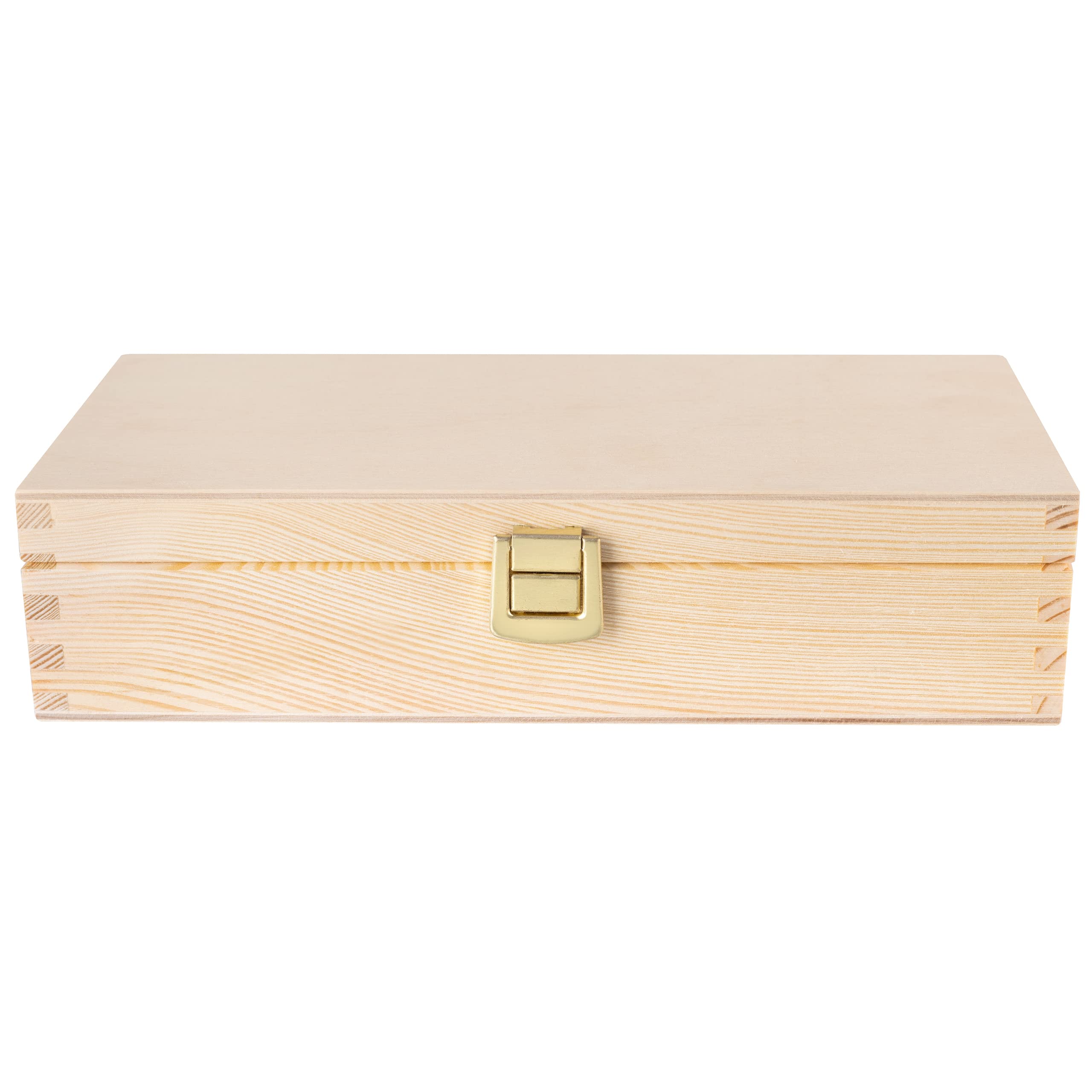 Creative Deco Boîte bois brut 24 cm avec fermoir à décorer